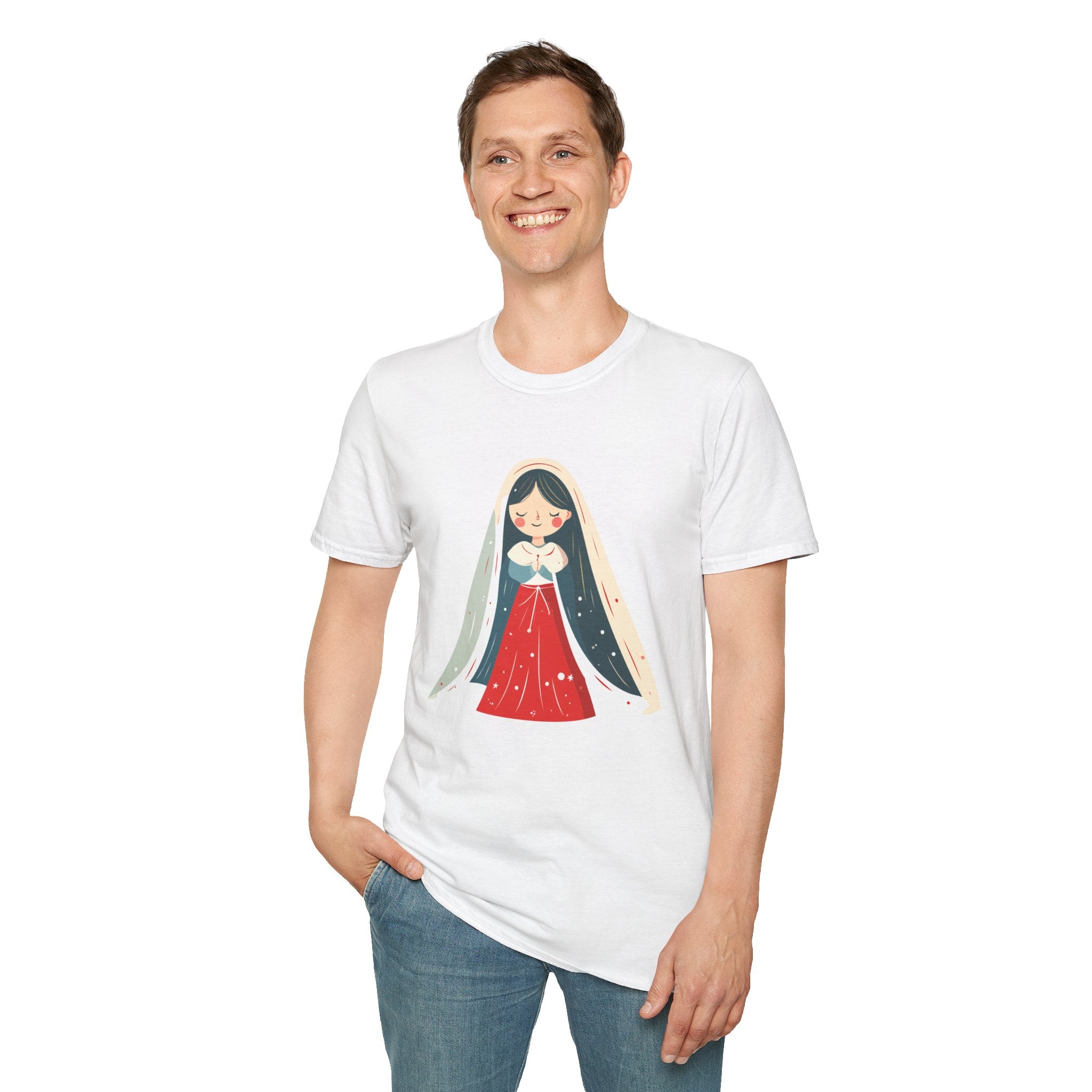 Virgin Mary Illustration T-Shirt — Cute Nativity Tee