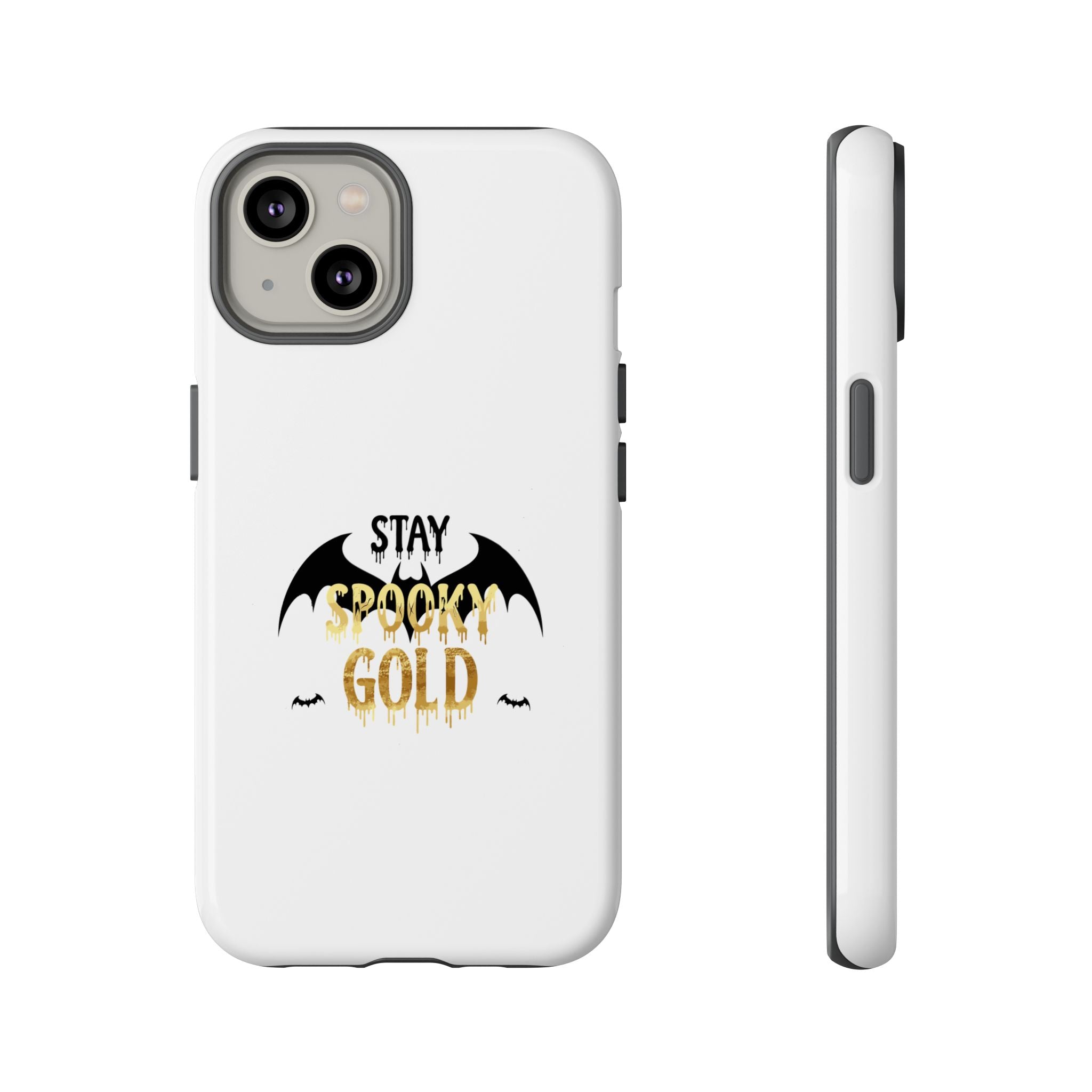 Stay Spooky Gold Phone Case Halloween Bat Design