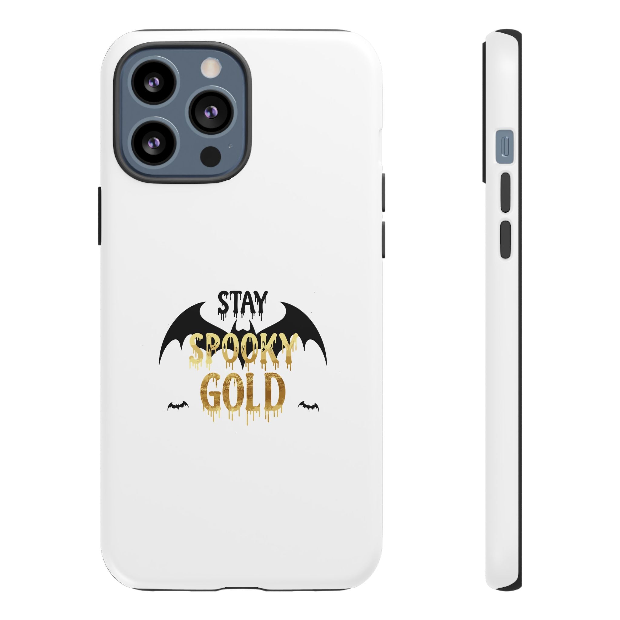 Stay Spooky Gold Phone Case Halloween Bat Design