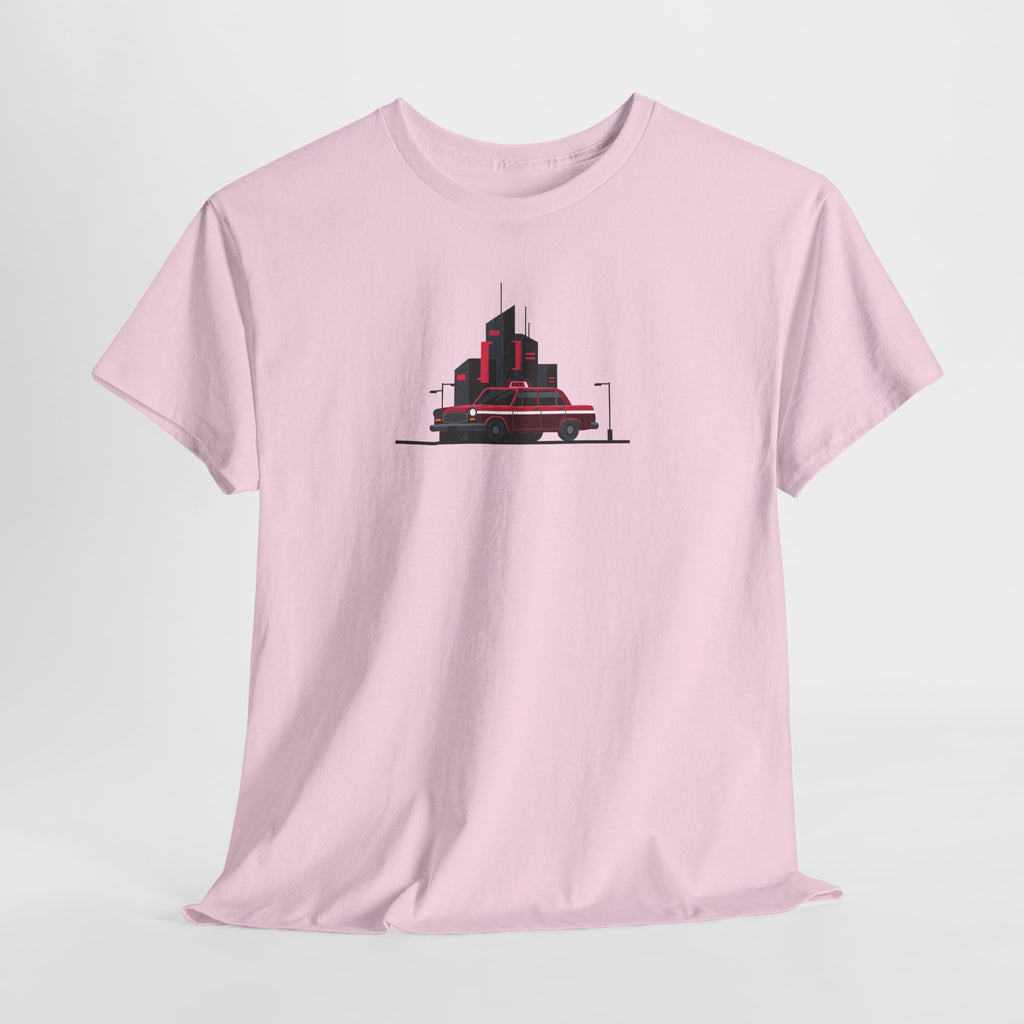 City Night Cruise Tee Retro Car & Neon Skyline Graphic Shirt