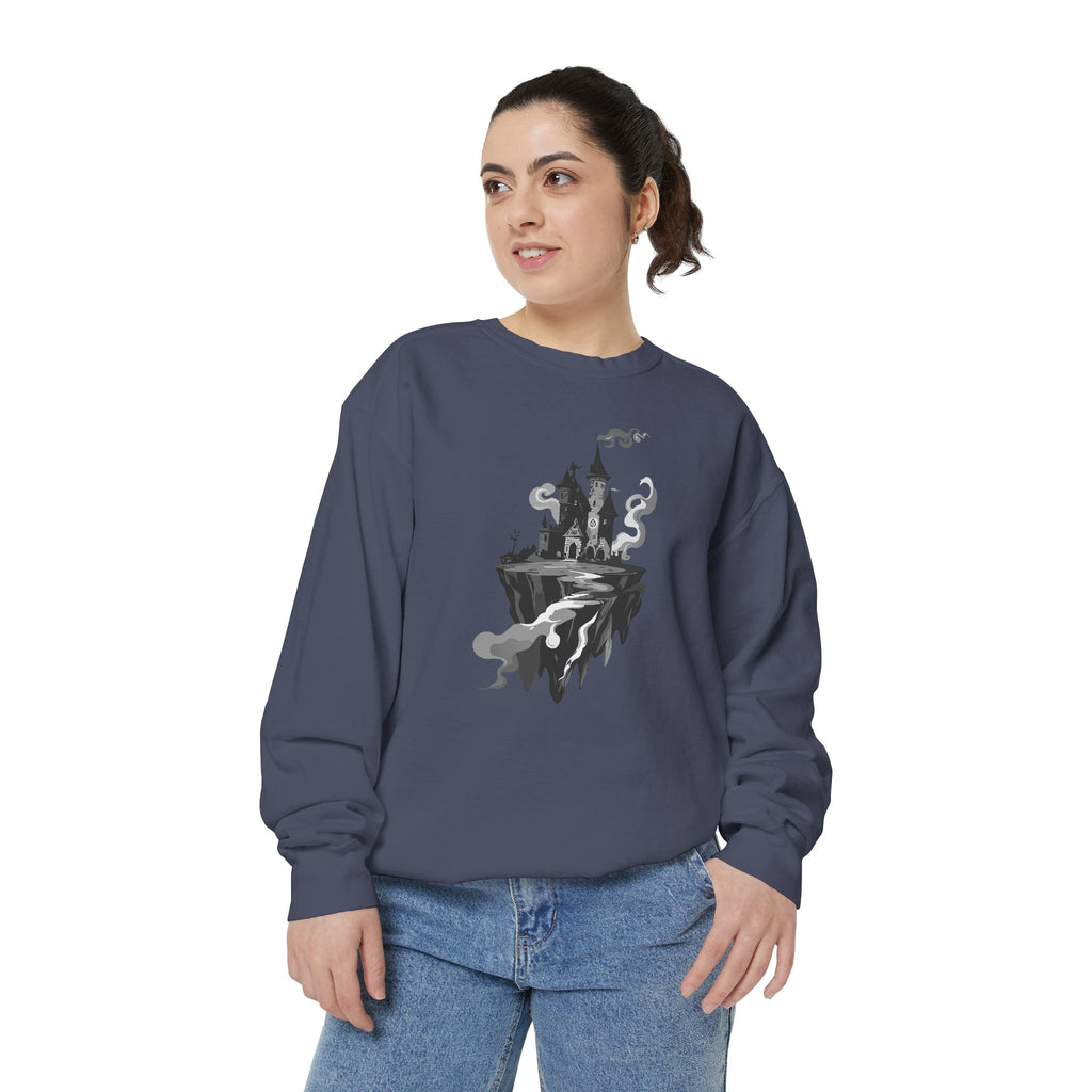 Floating Haunted Castle Sweatshirt Gothic Floating Island Crewneck