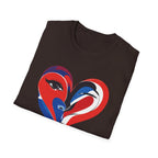 Heart Face Graphic T‑Shirt Red & Blue Abstract Love Design