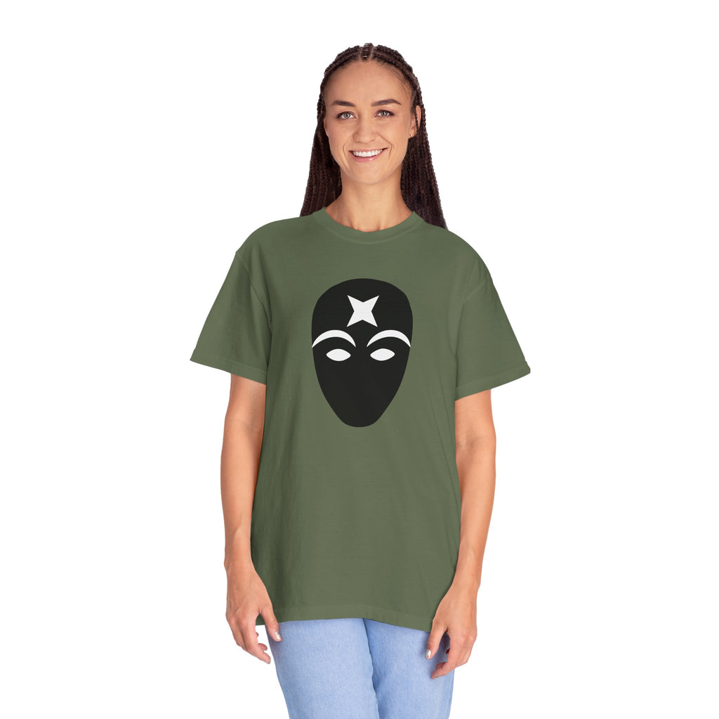 Masked Star Tee  Minimalist Black Mask Graphic T-Shirt