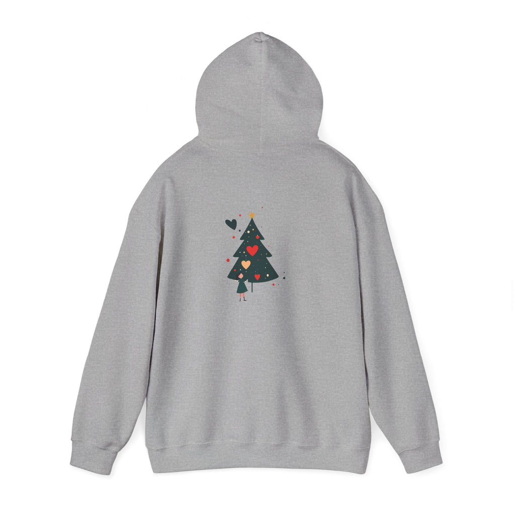 Christmas Tree Heart Hoodie — Cute Minimal Holiday Sweatshirt