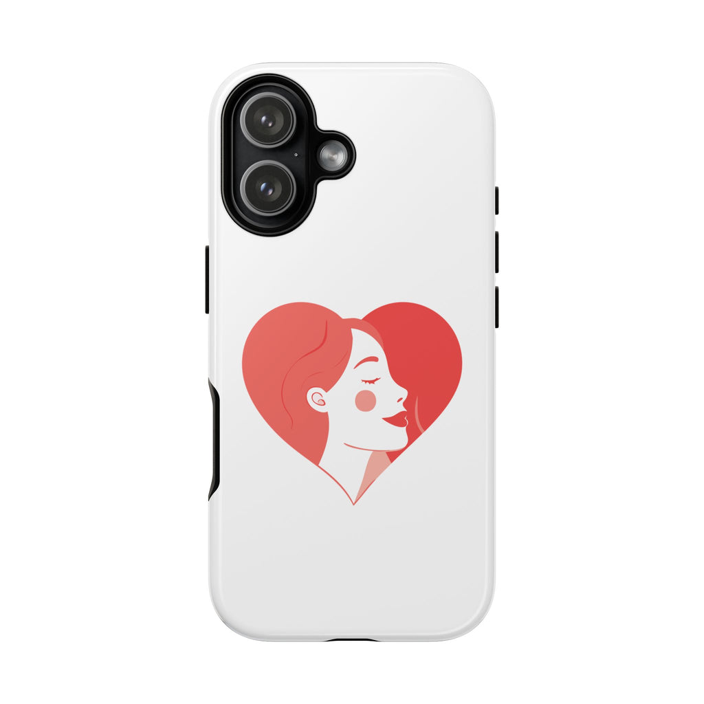 Phone Case — Minimal Heart Portrait Protective Tough Case (Pink Girly Love Design)