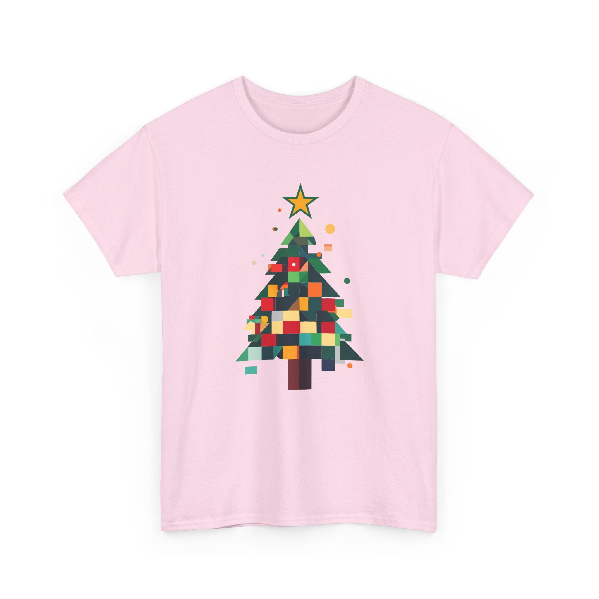 Christmas Tree Graphic Tee Modern Pixelated Holiday T-Shirt