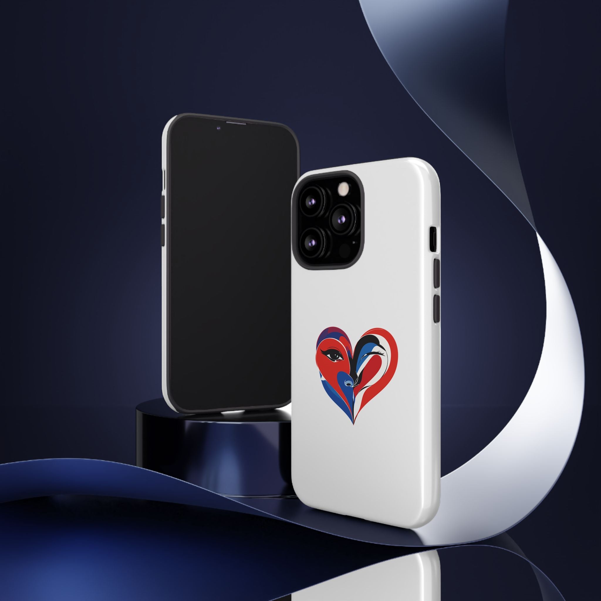 Heart Face Phone Case Red & Blue Abstract Love Design
