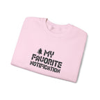 Folded pink sweatshirt with 'My Favorite Notification' text on a white background