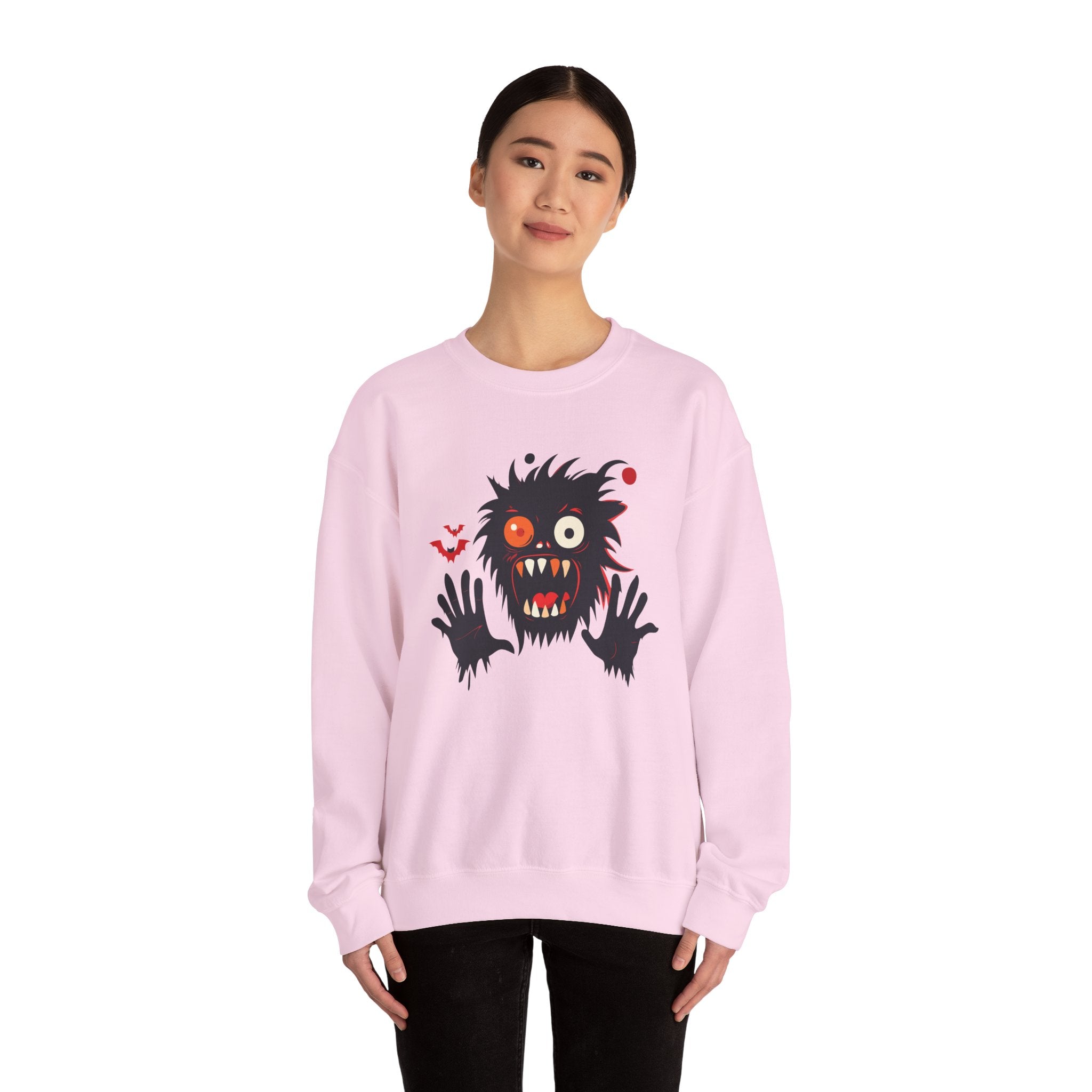 Halloween Monster Crewneck Sweatshirt Spooky Cute Monster Graphic