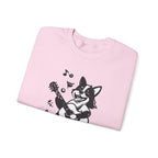 Corgi Playing Guitar Sweatshirt Cute Musical Dog Crewneck