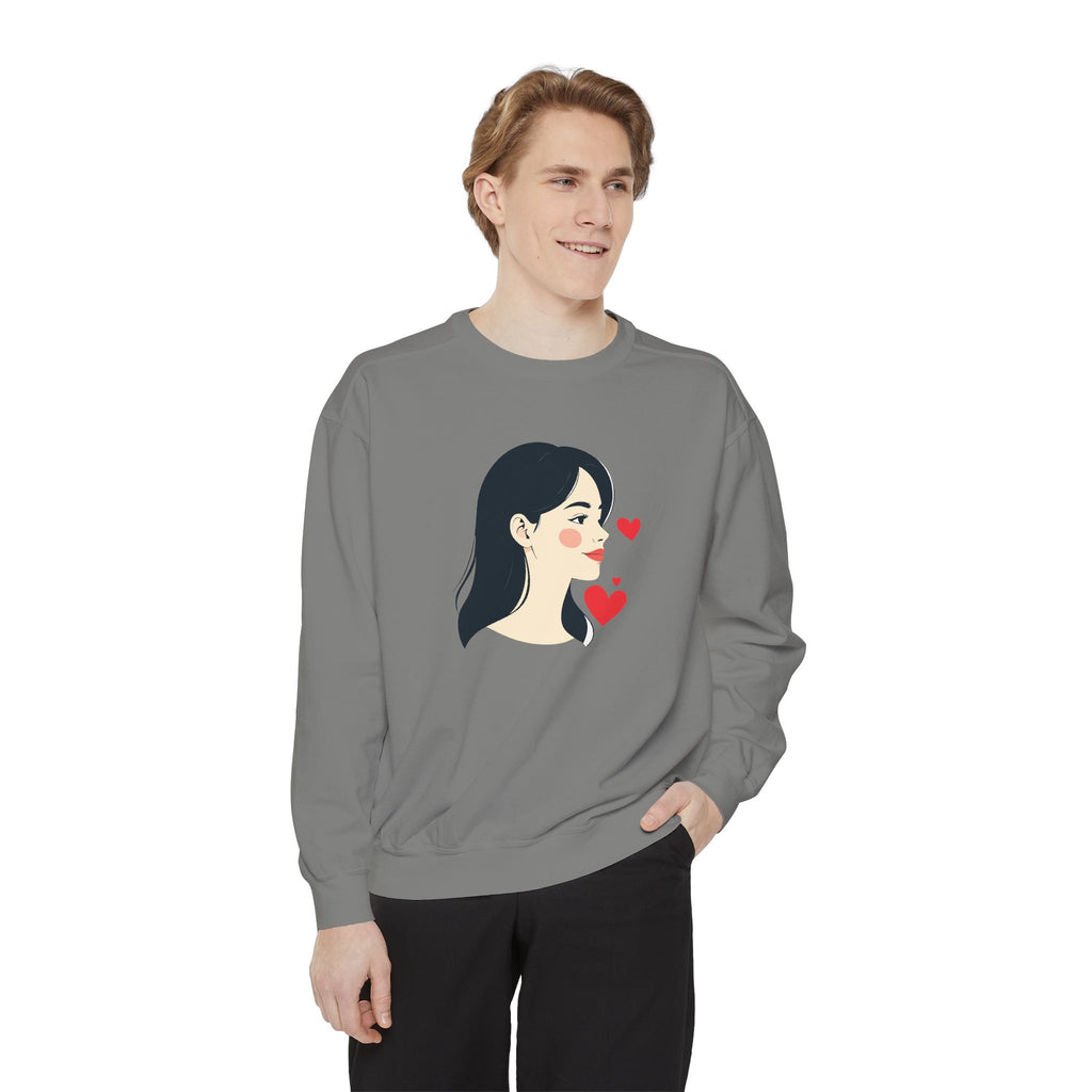 Heart Portrait Sweatshirt Artistic Dual-Face Love Graphic
