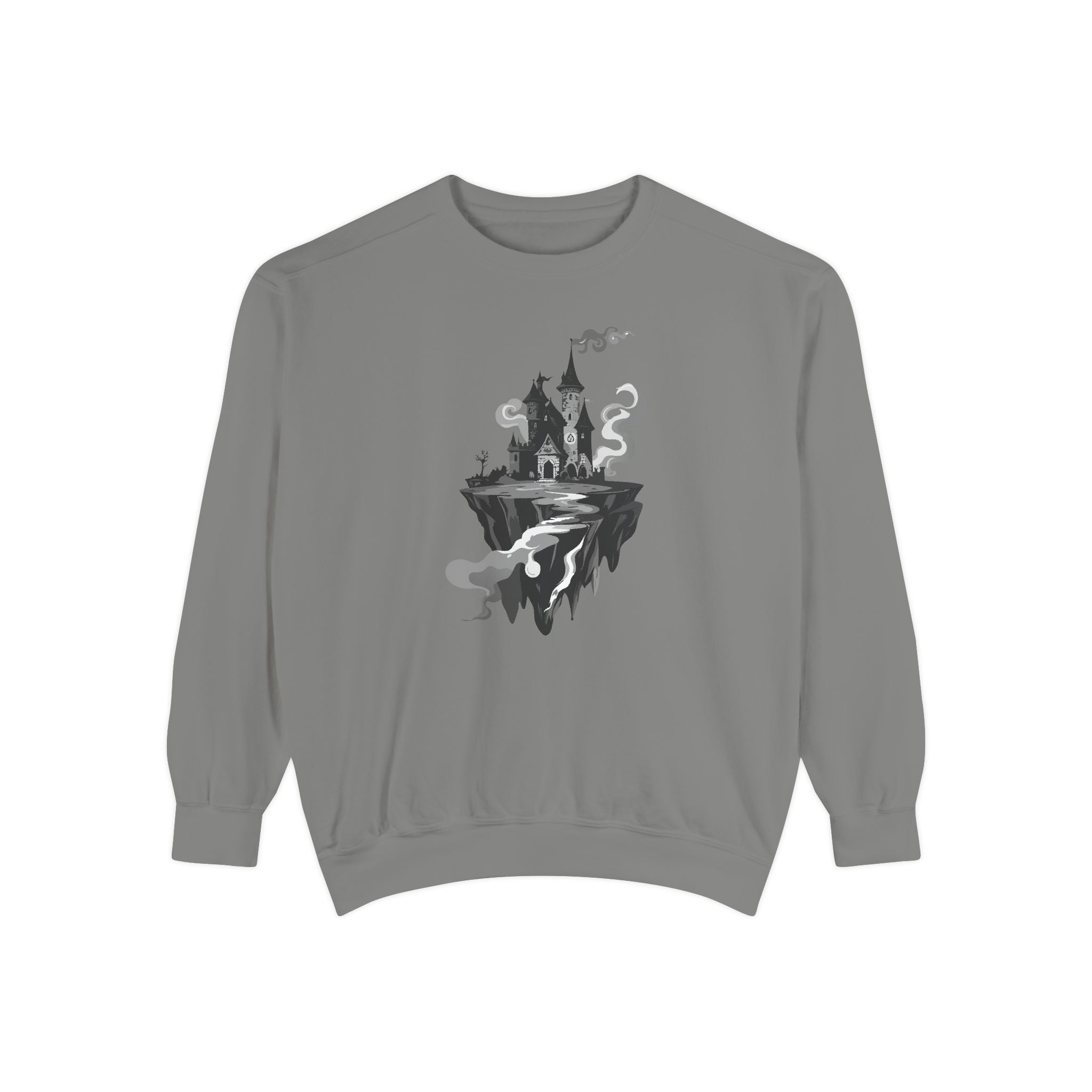 Floating Haunted Castle Sweatshirt Gothic Floating Island Crewneck