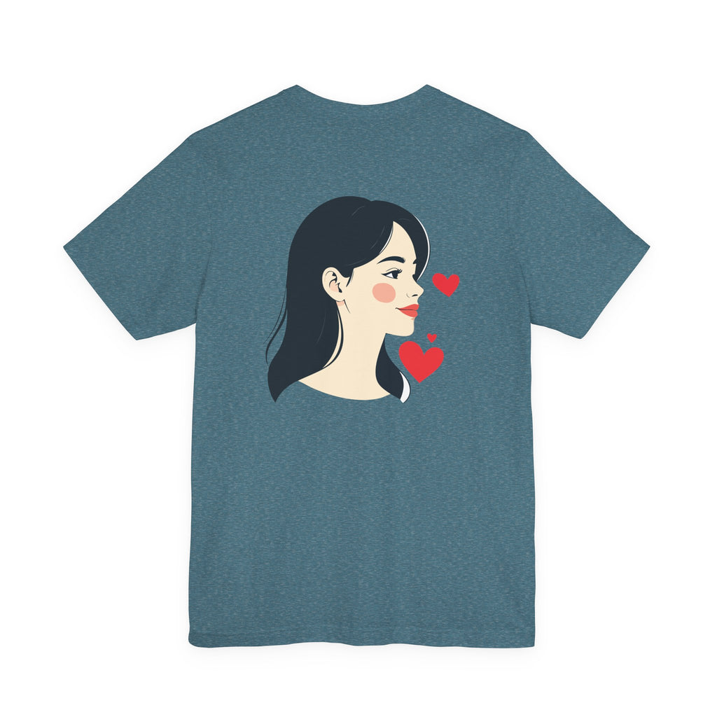 Heart Portrait Tee Romantic Face Heart Graphic T‑Shirt