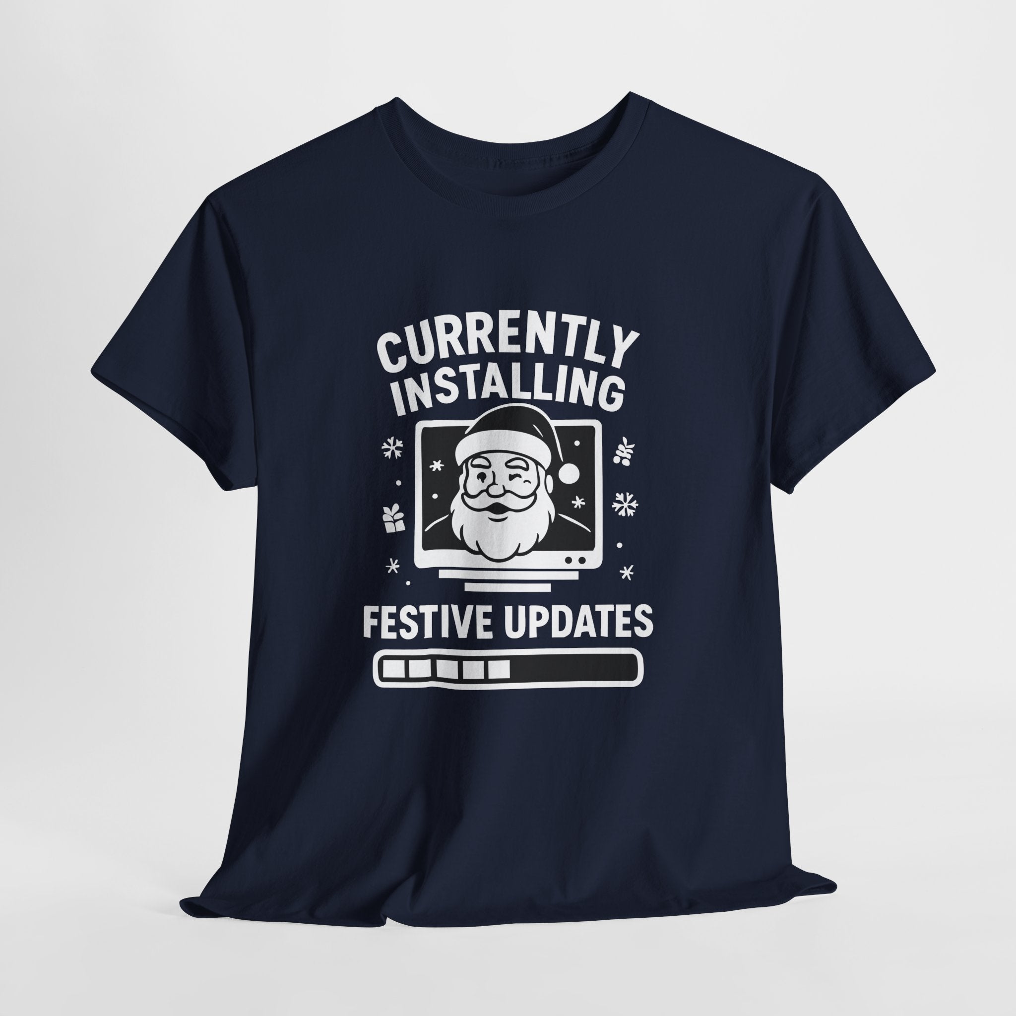 Currently Installing Festive Updates T-Shirt Funny Santa Christmas Holiday Tee