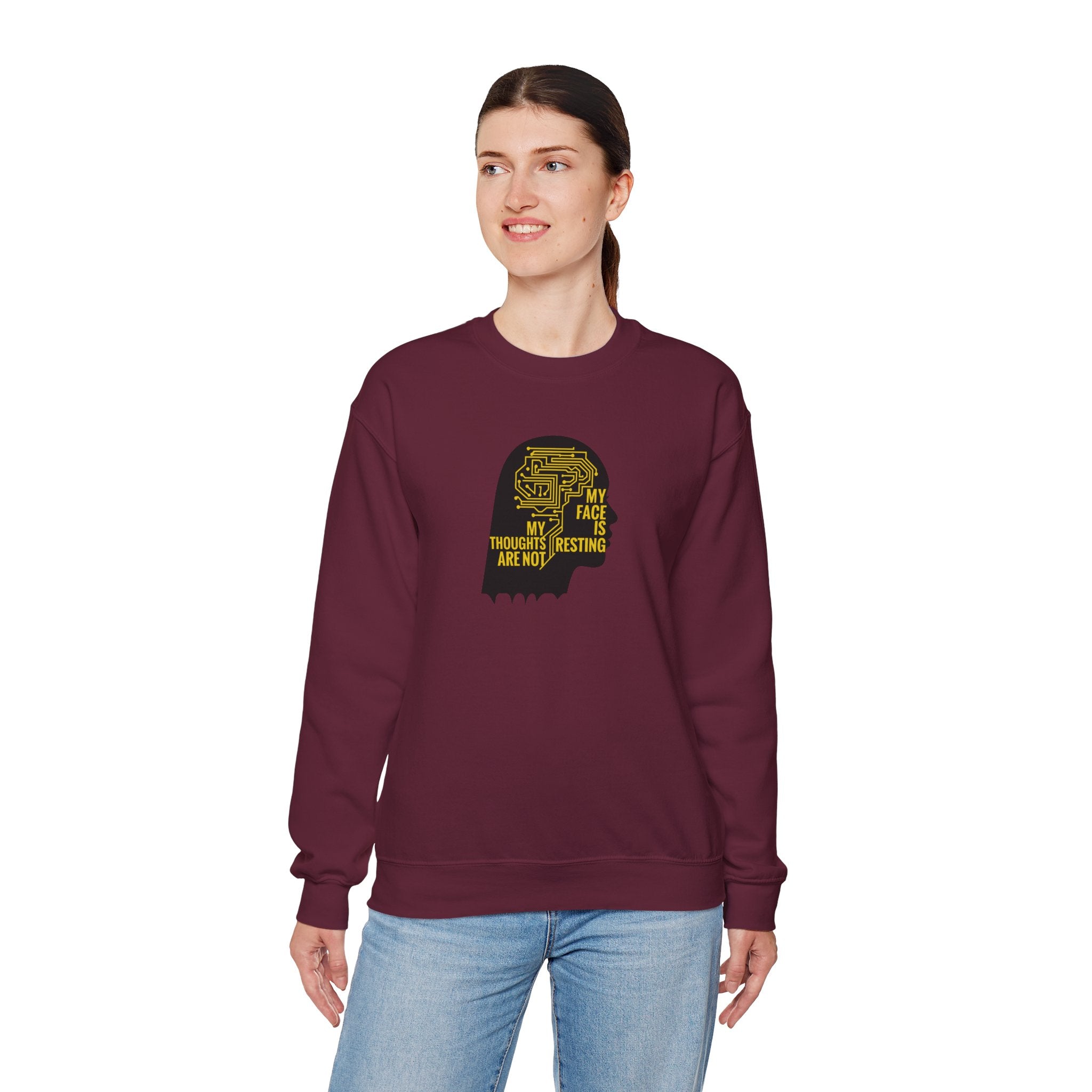 Crewneck Sweatshirt "My Thoughts Are Not Resting" Silhouette Graphic