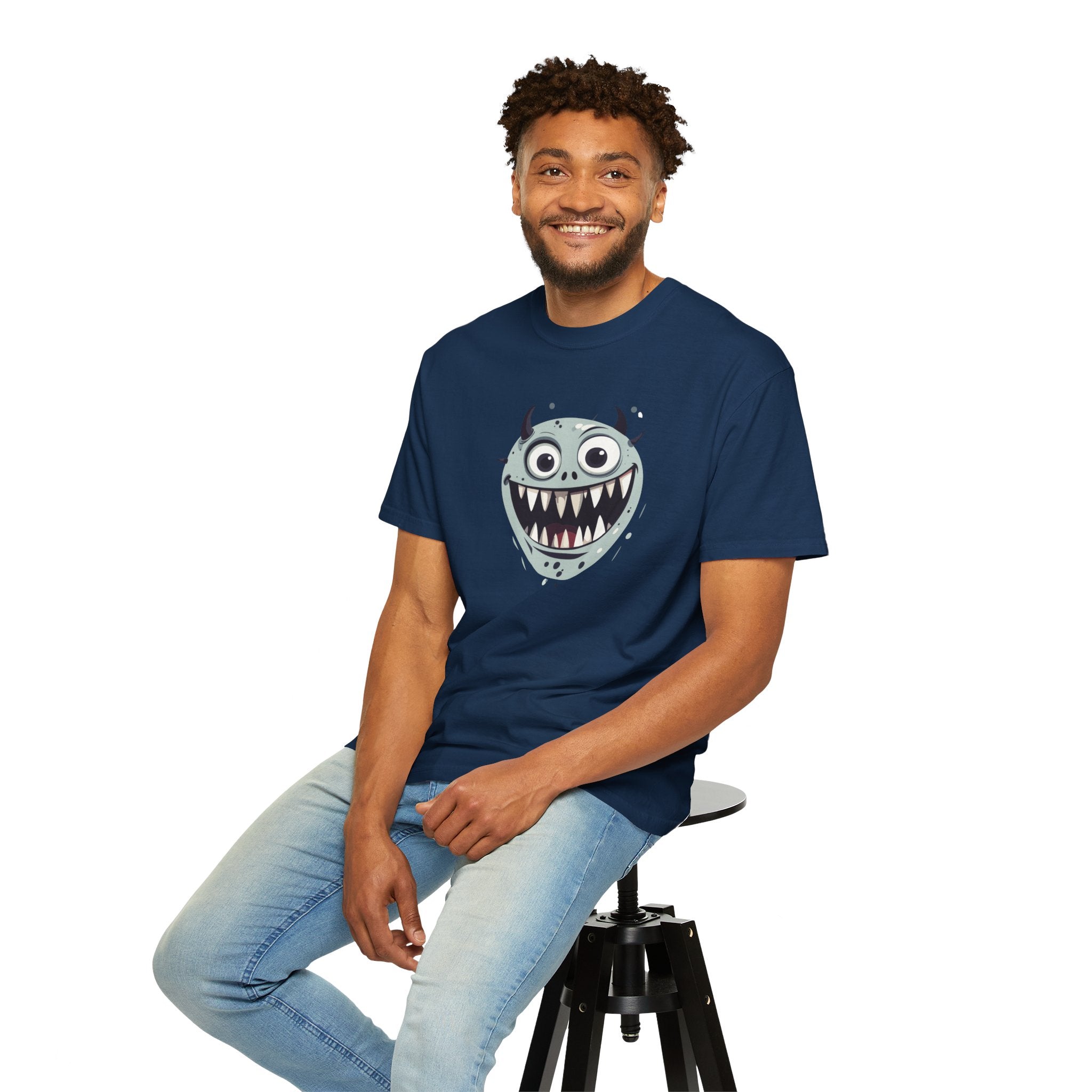 Monster Face T-Shirt Funny Creepy Grinning Monster Graphic Tee