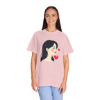 T-Shirt — Minimal Cute Girl Profile with Hearts Graphic