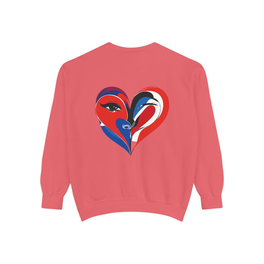 Heart Portrait Sweatshirt Artistic Dual-Face Love Graphic