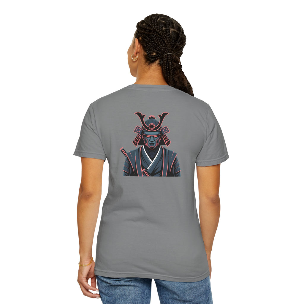 Samurai Warrior Graphic T-Shirt Retro Neon Japanese Armor Tee