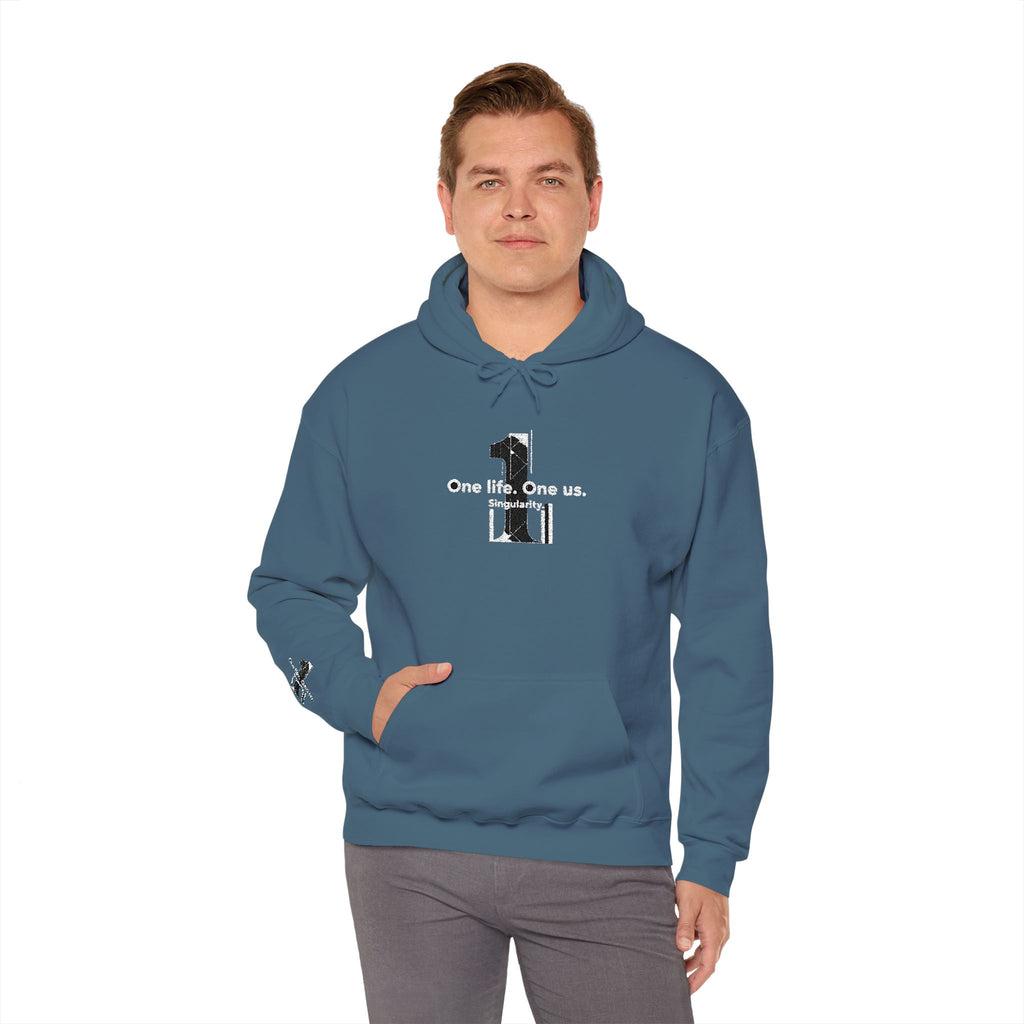 Hoodie Distressed 'One life, One us.' Minimal Graphic Pullover