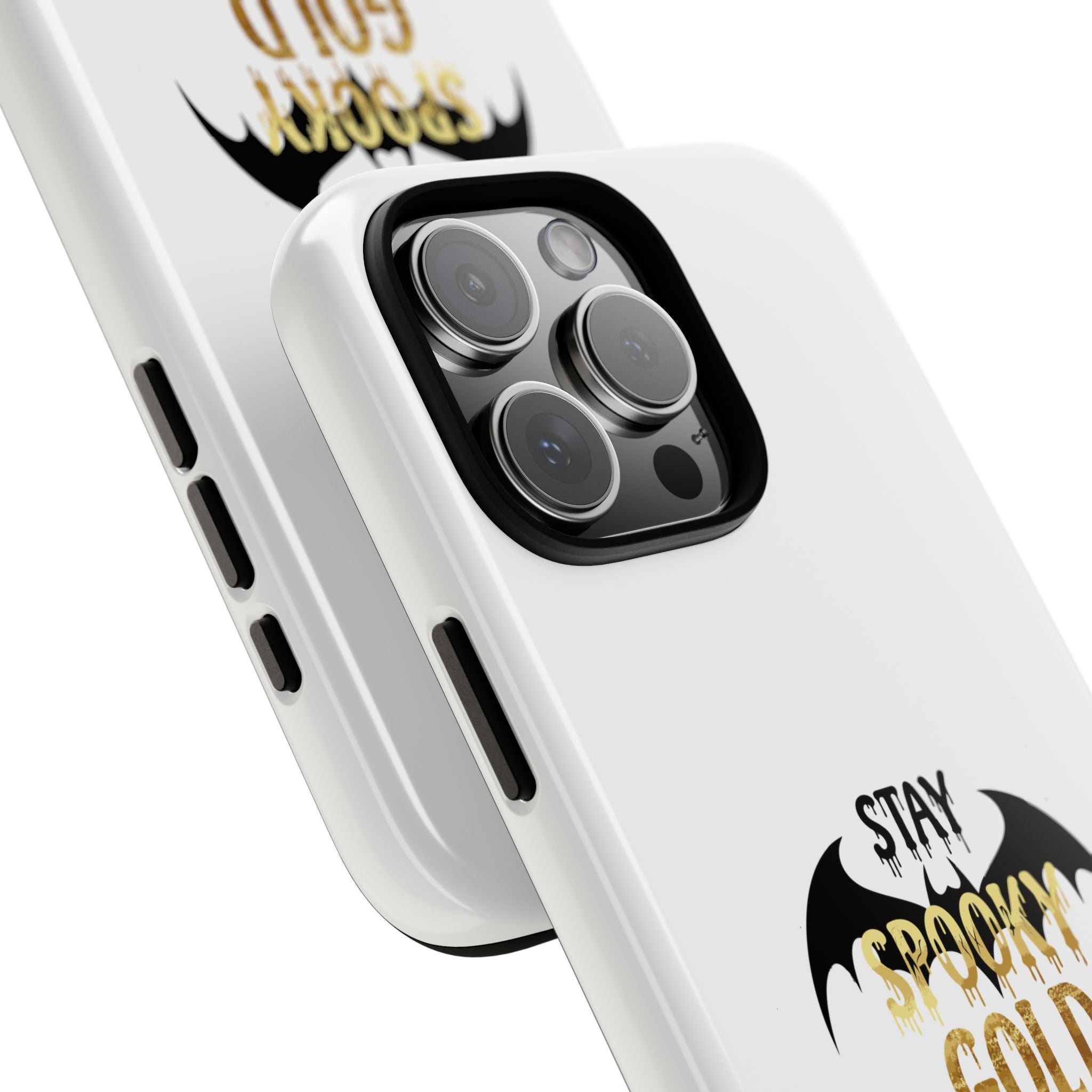 Stay Spooky Gold Phone Case Halloween Bat Design