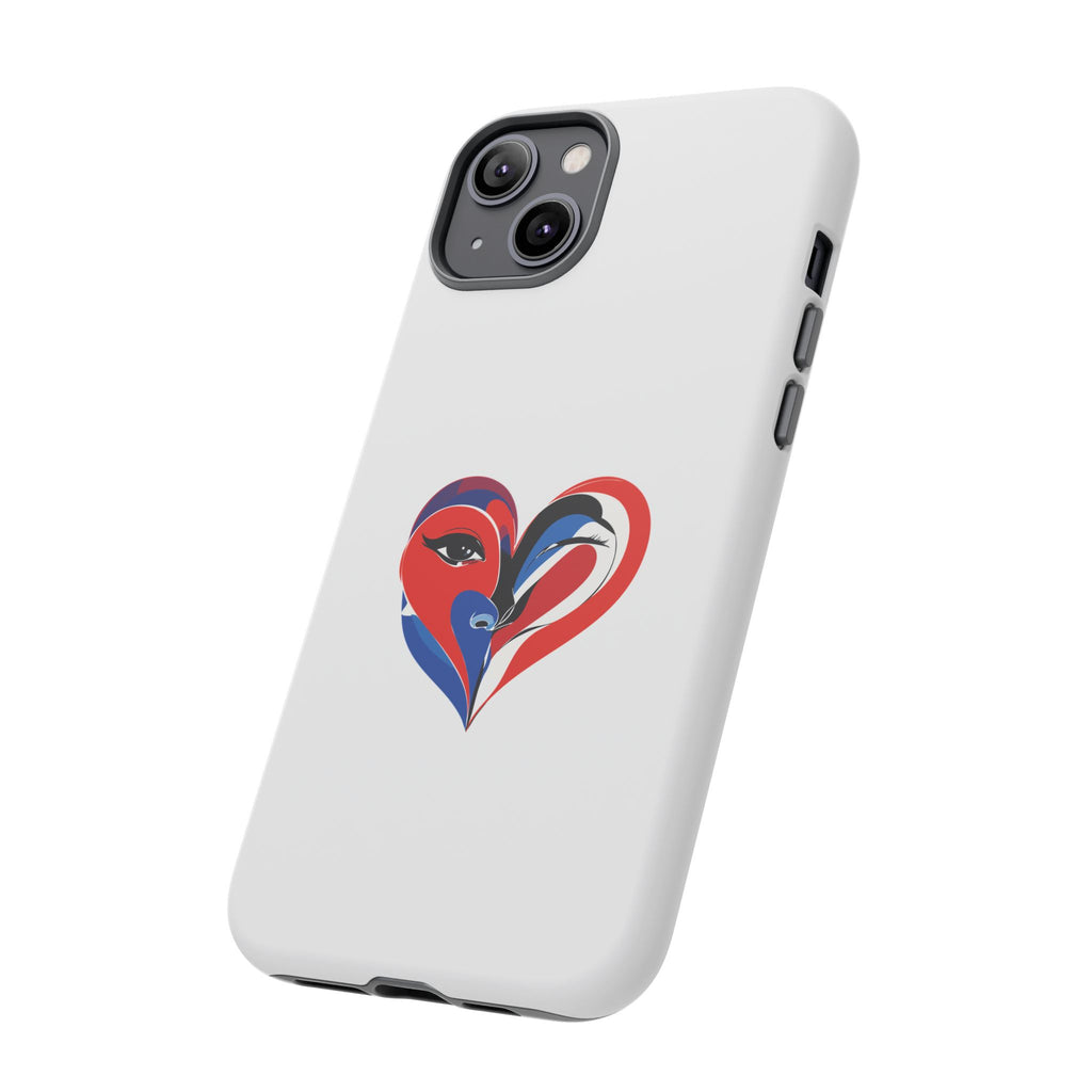 Heart Face Phone Case Red & Blue Abstract Love Design