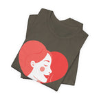 Heart Profile Tee - Minimal Romantic Woman Illustration T-Shirt
