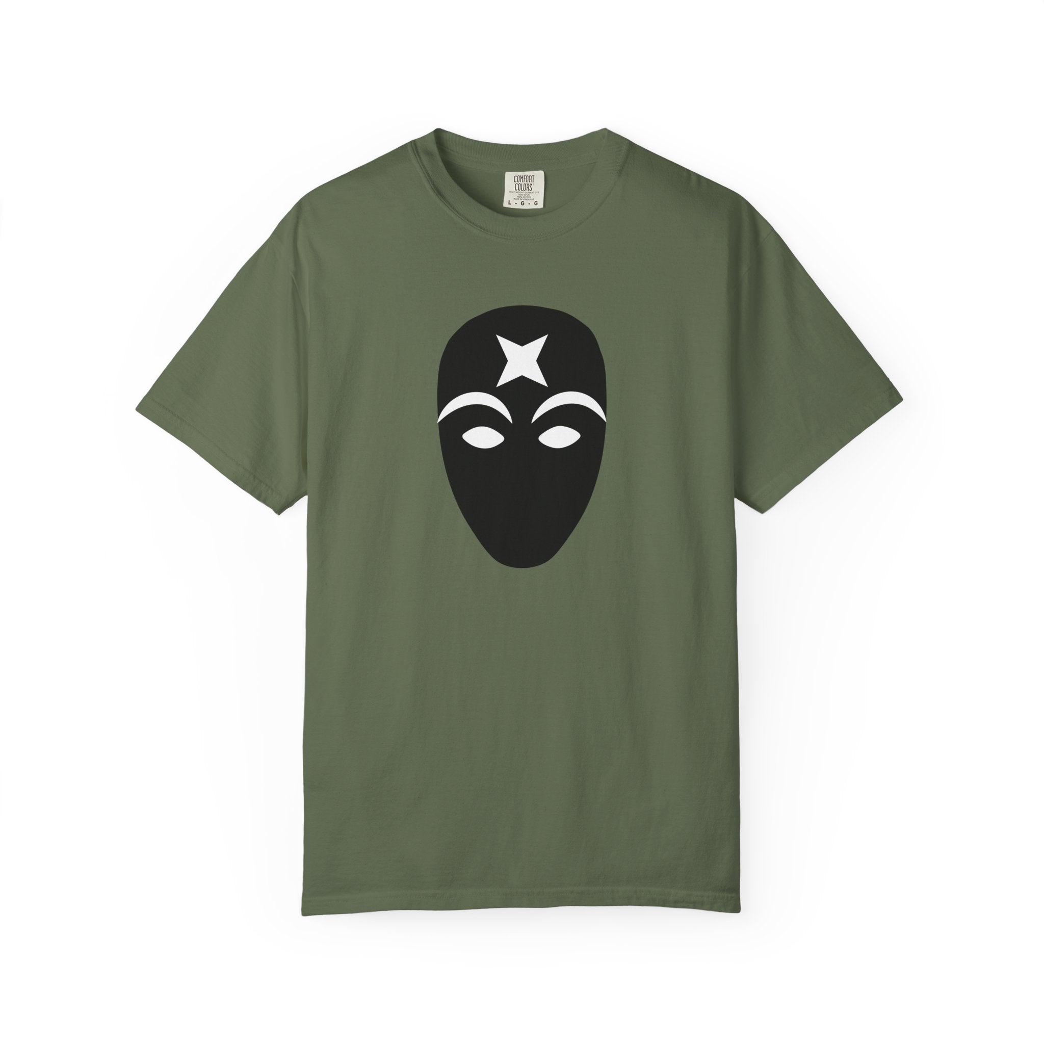 Masked Star Tee  Minimalist Black Mask Graphic T-Shirt
