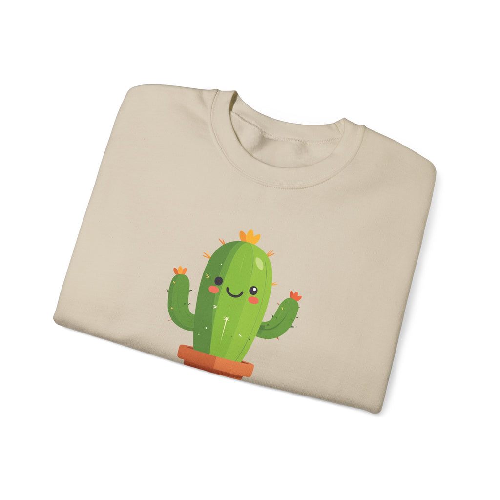 Cute Kawaii Cactus Crewneck Sweatshirt Smiling Potted Cactus Graphic