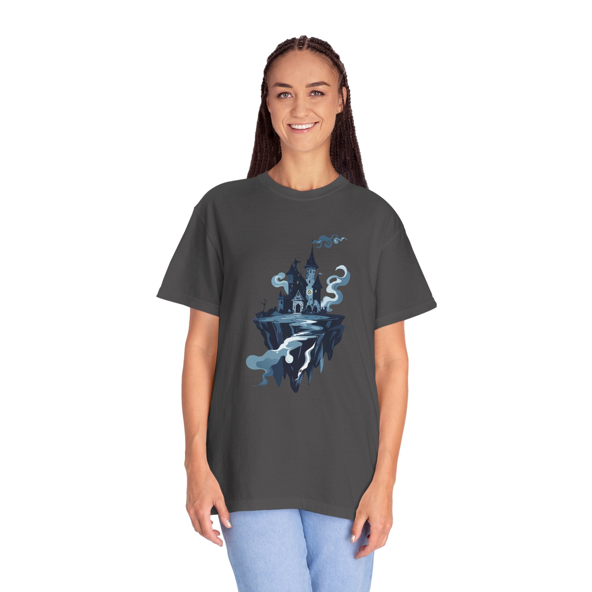 Floating Haunted Castle T‑Shirt Spooky Gothic Fantasy Tee