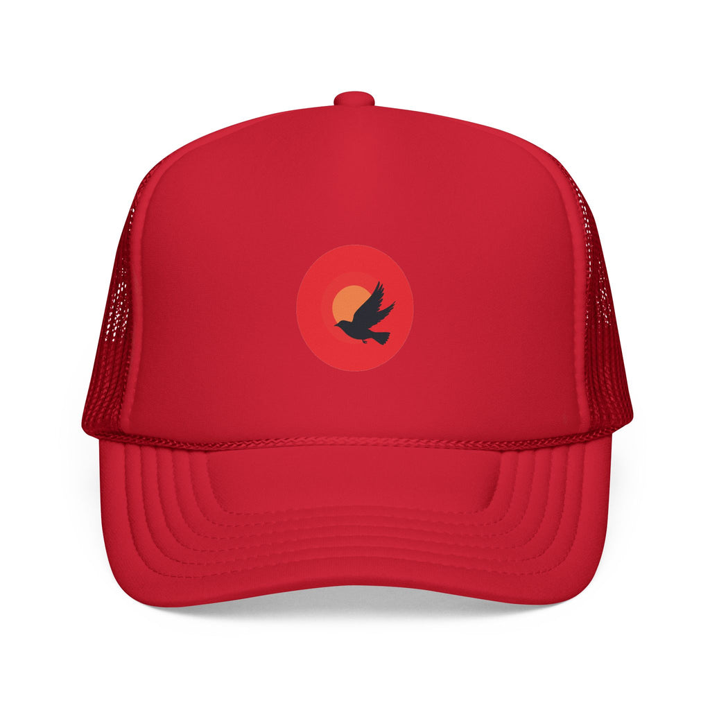 Sunset Bird Trucker Cap | Minimal Nature Logo, Mesh Back Hat