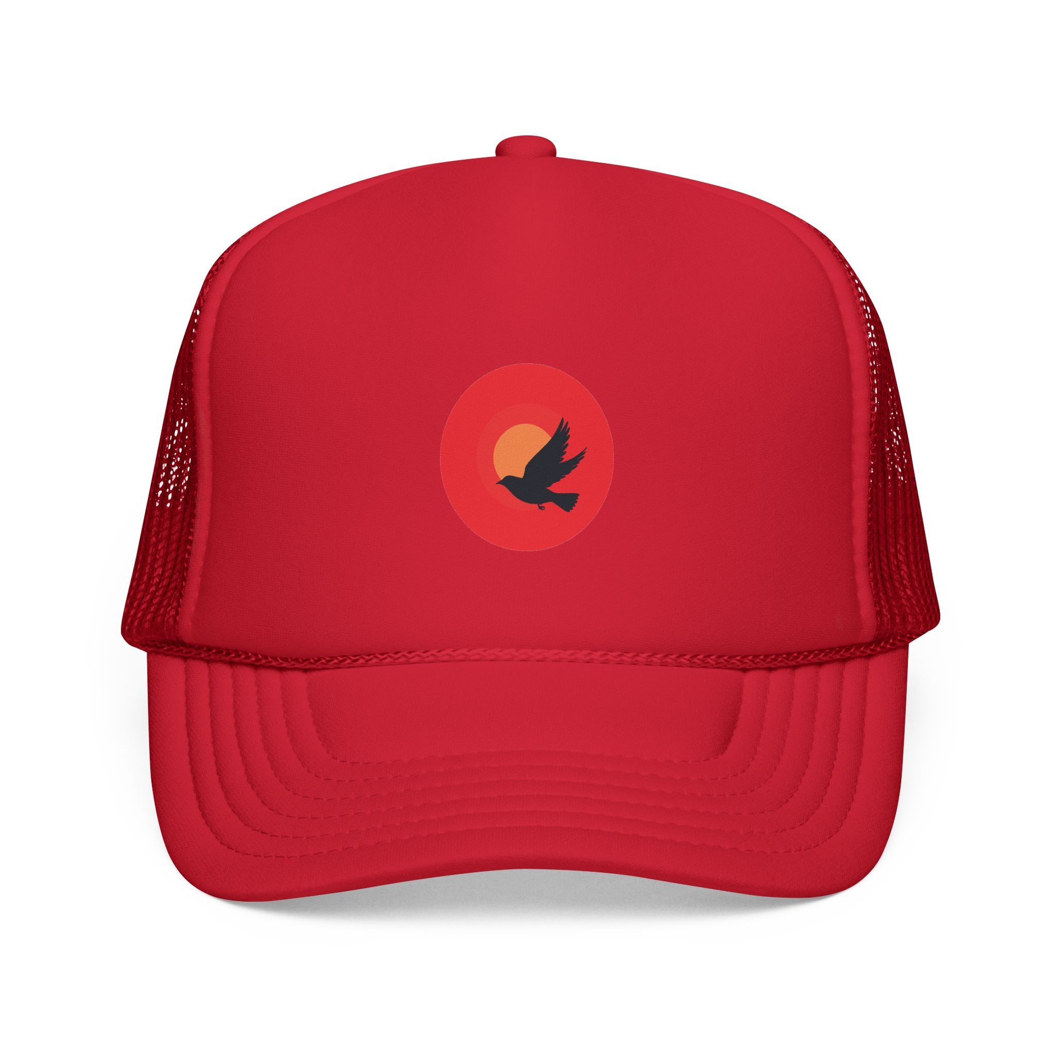 Sunset Bird Trucker Cap | Minimal Nature Logo, Mesh Back Hat