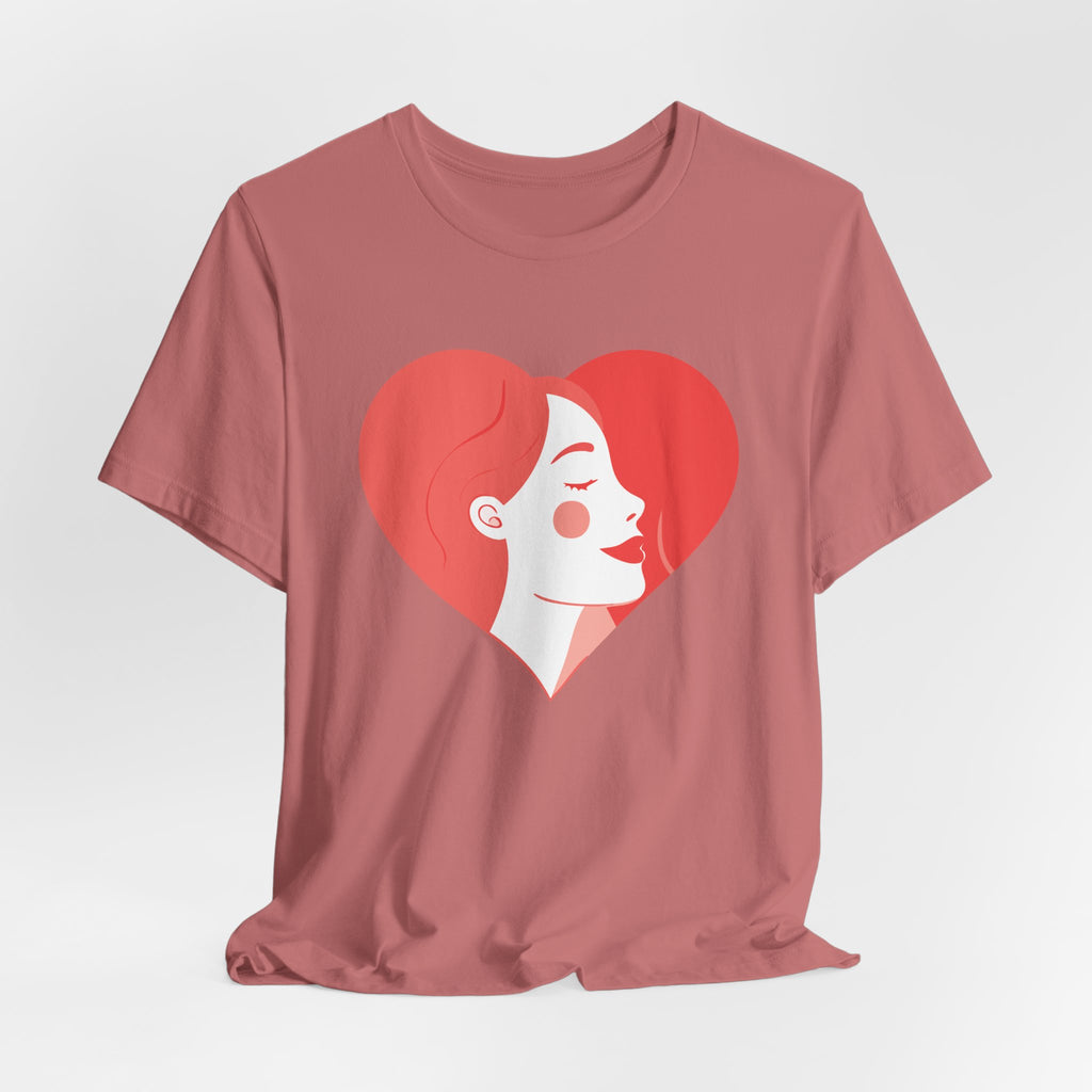 Heart Profile Tee - Minimal Romantic Woman Illustration T-Shirt