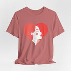 Heart Profile Tee - Minimal Romantic Woman Illustration T-Shirt