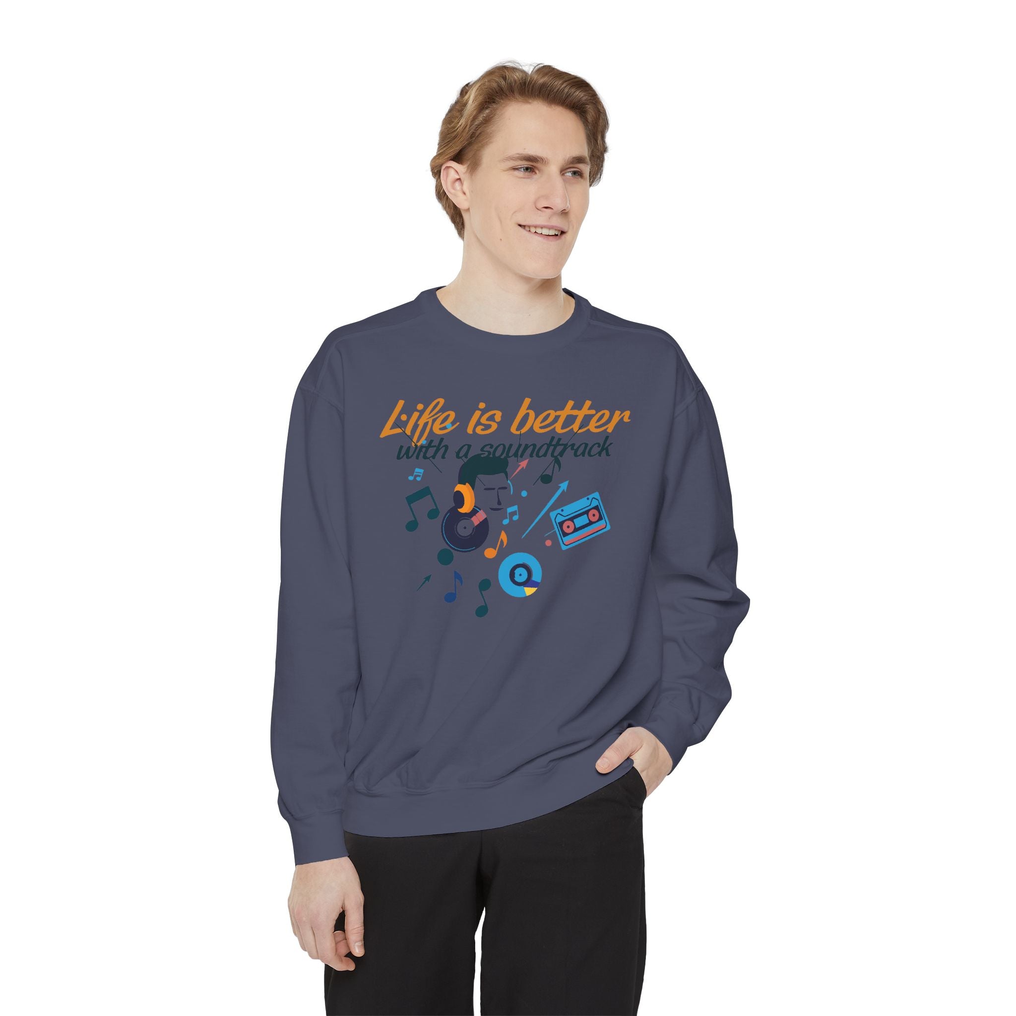 Music Lover Sweatshirt "Life Is Better With a Soundtrack" Retro Cassette Design