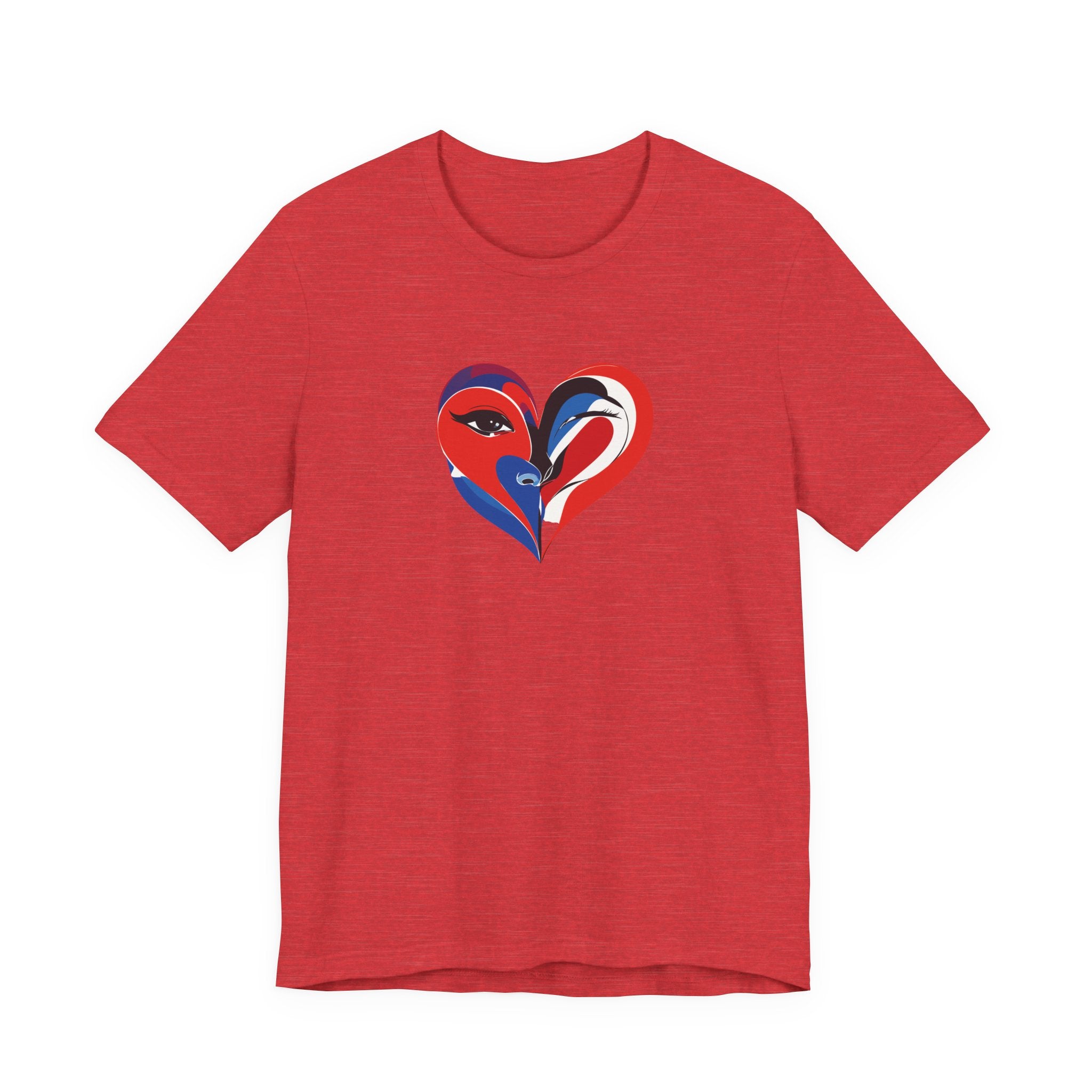 Heart Portrait Tee Romantic Face Heart Graphic T‑Shirt