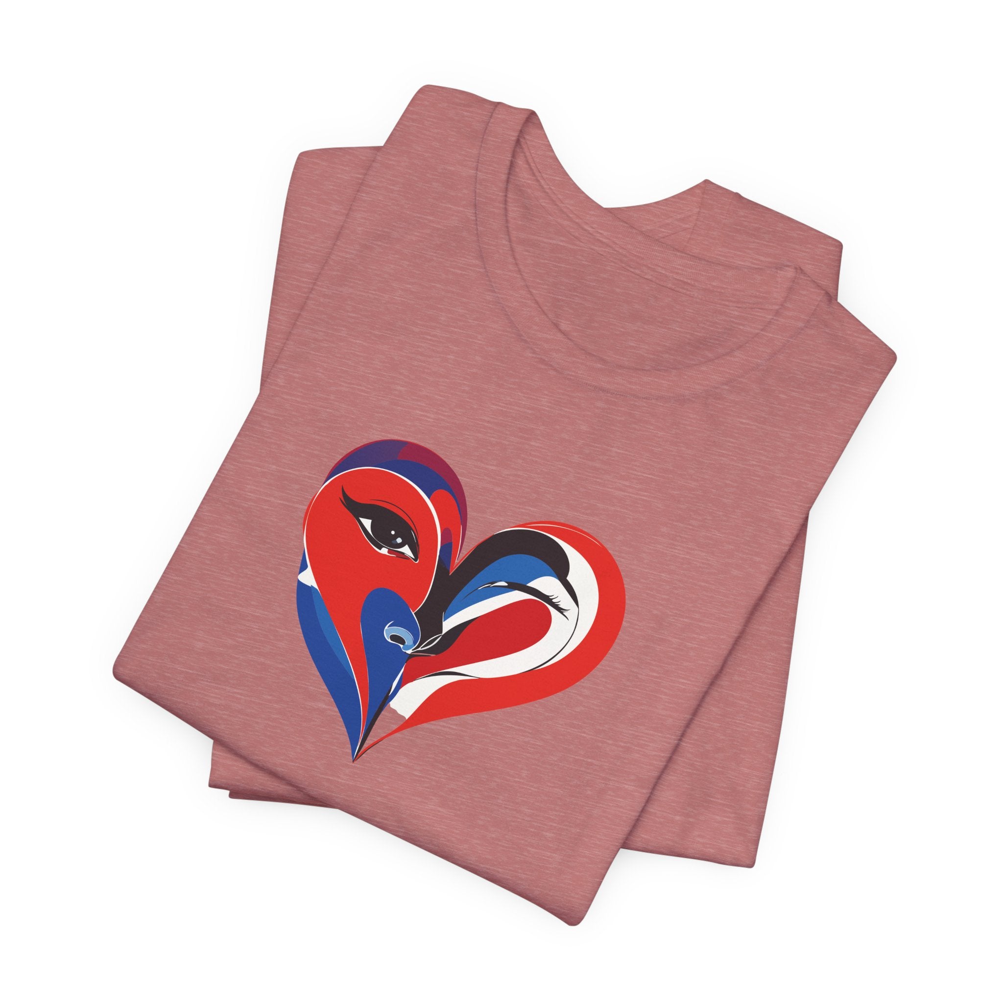 Heart Portrait Tee Romantic Face Heart Graphic T‑Shirt