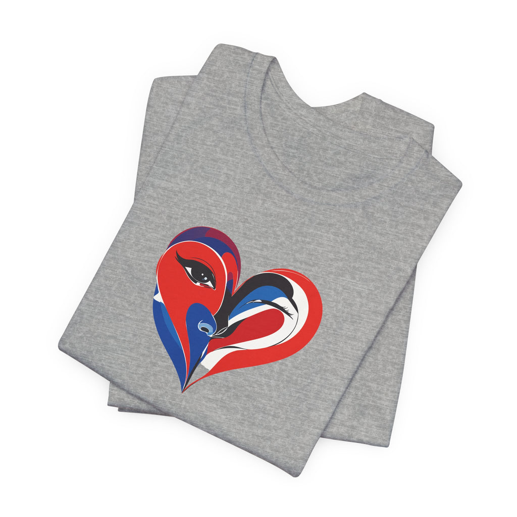 Heart Portrait Tee Romantic Face Heart Graphic T‑Shirt