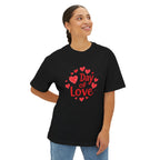 Day of Love Oversized Tee — Valentine’s Heart Graphic T‑Shirt