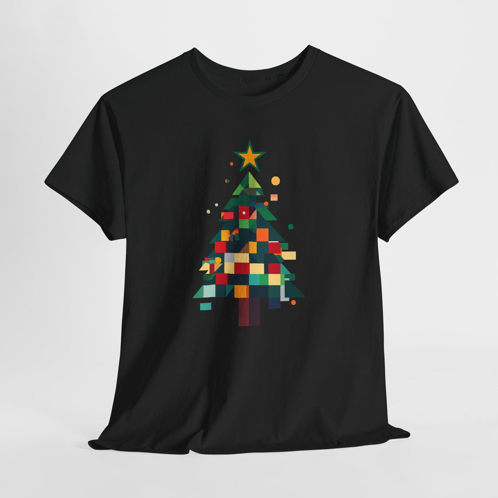 Christmas Tree Graphic Tee Modern Pixelated Holiday T-Shirt