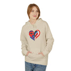 Patriotic Heart Face Hoodie Red White Blue Love Graphic