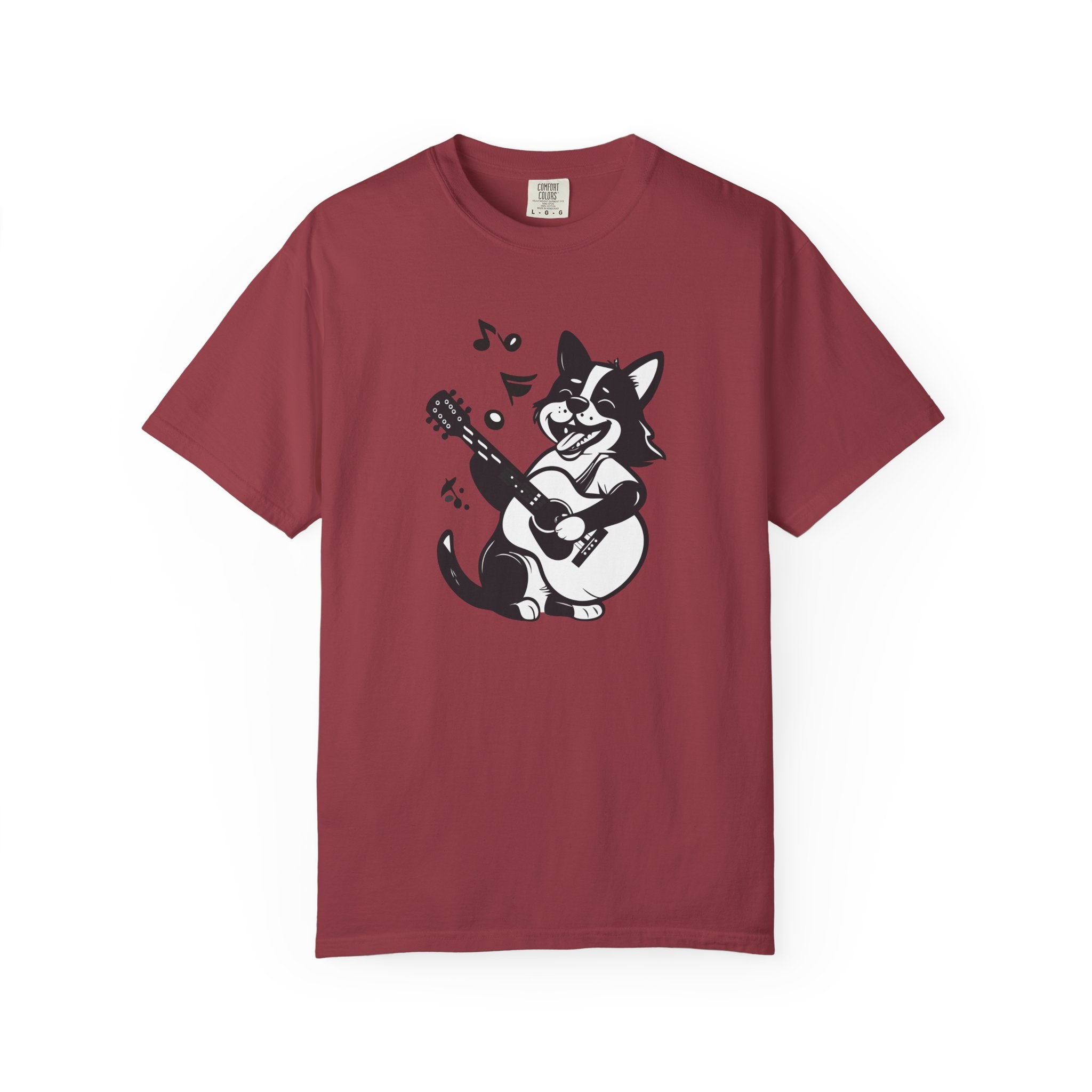 Corgi Playing Guitar T-Shirt  Cute Musical Dog Tee Rockstar Design