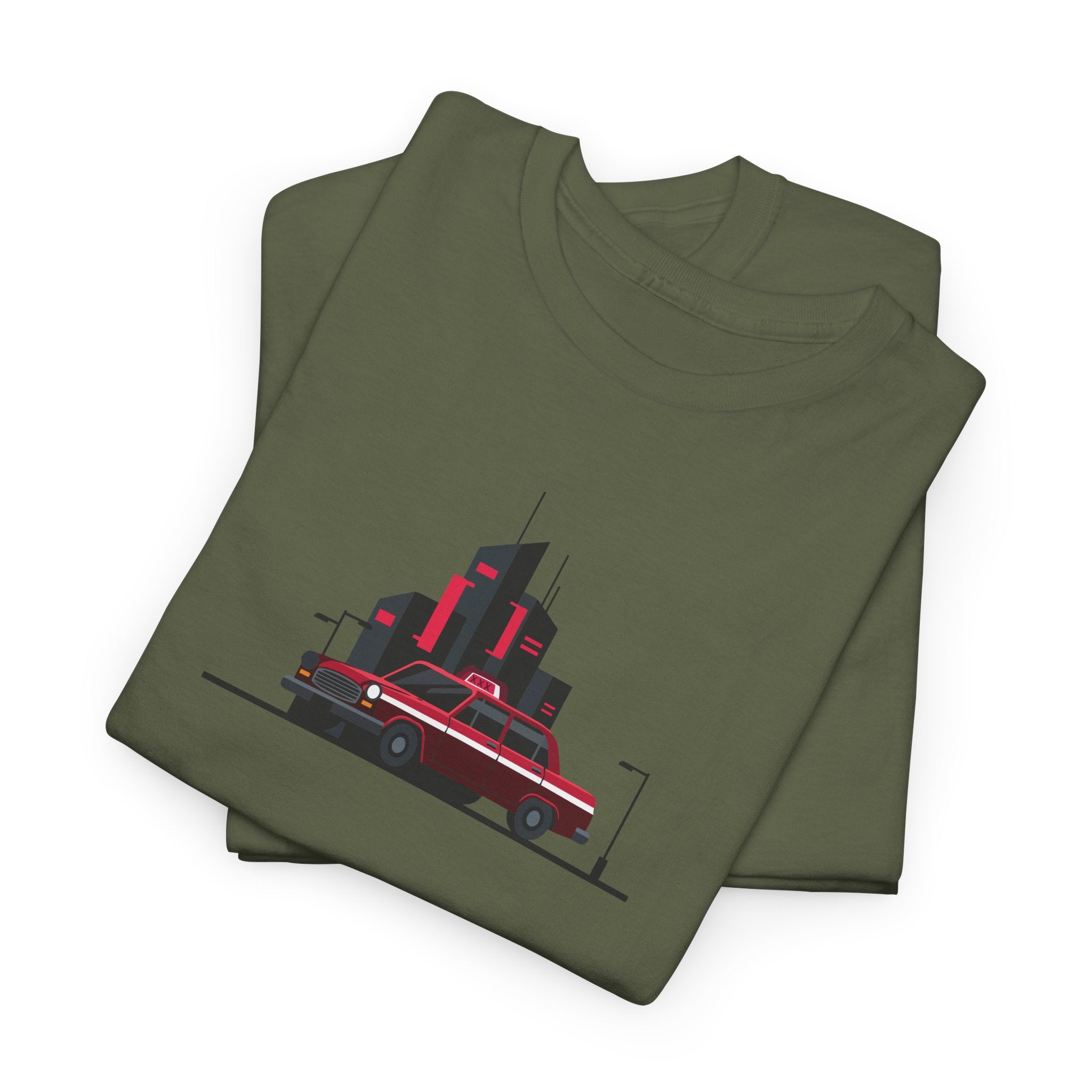 City Night Cruise Tee Retro Car & Neon Skyline Graphic Shirt