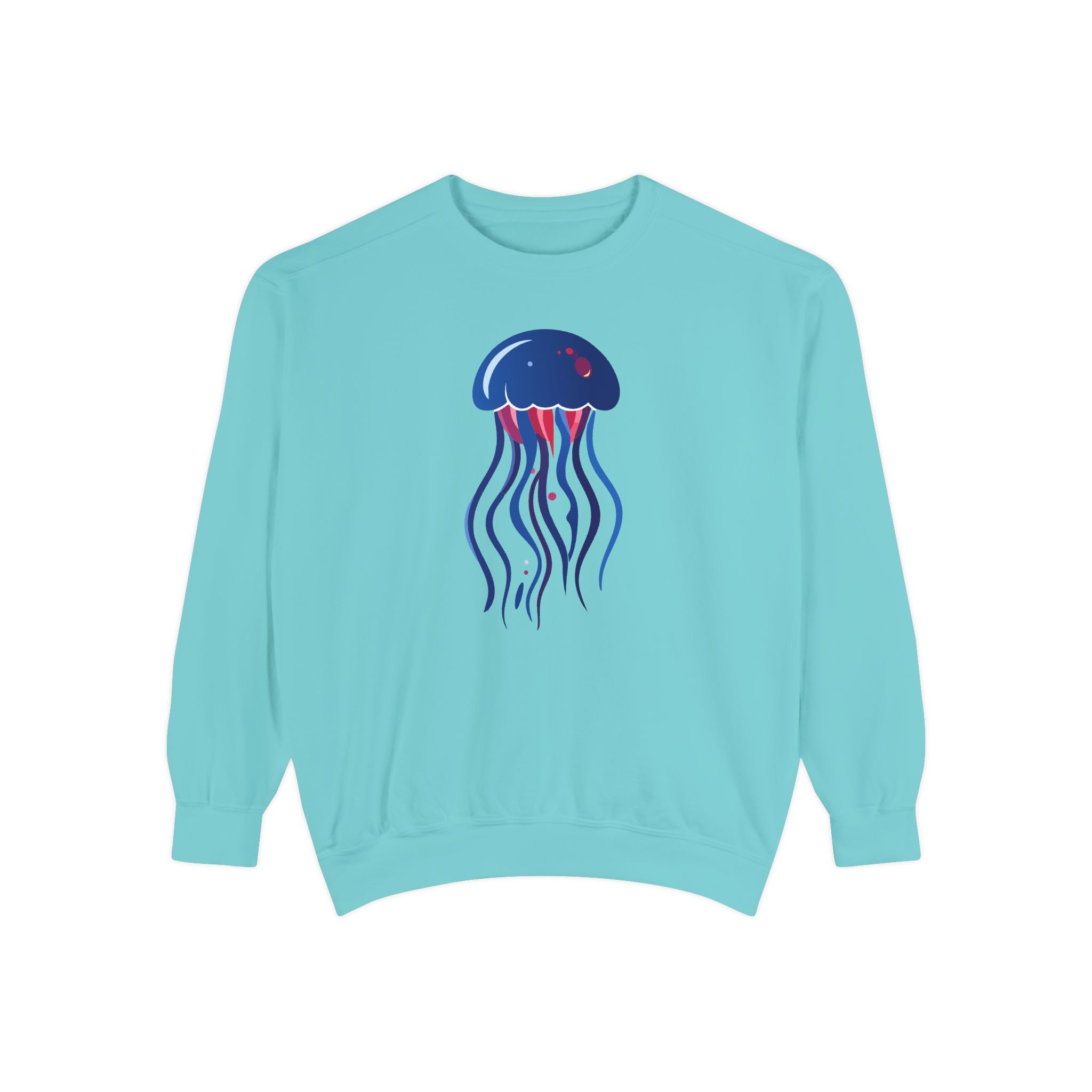 Jellyfish Graphic Sweatshirt Nautical Blue Ocean Crewneck
