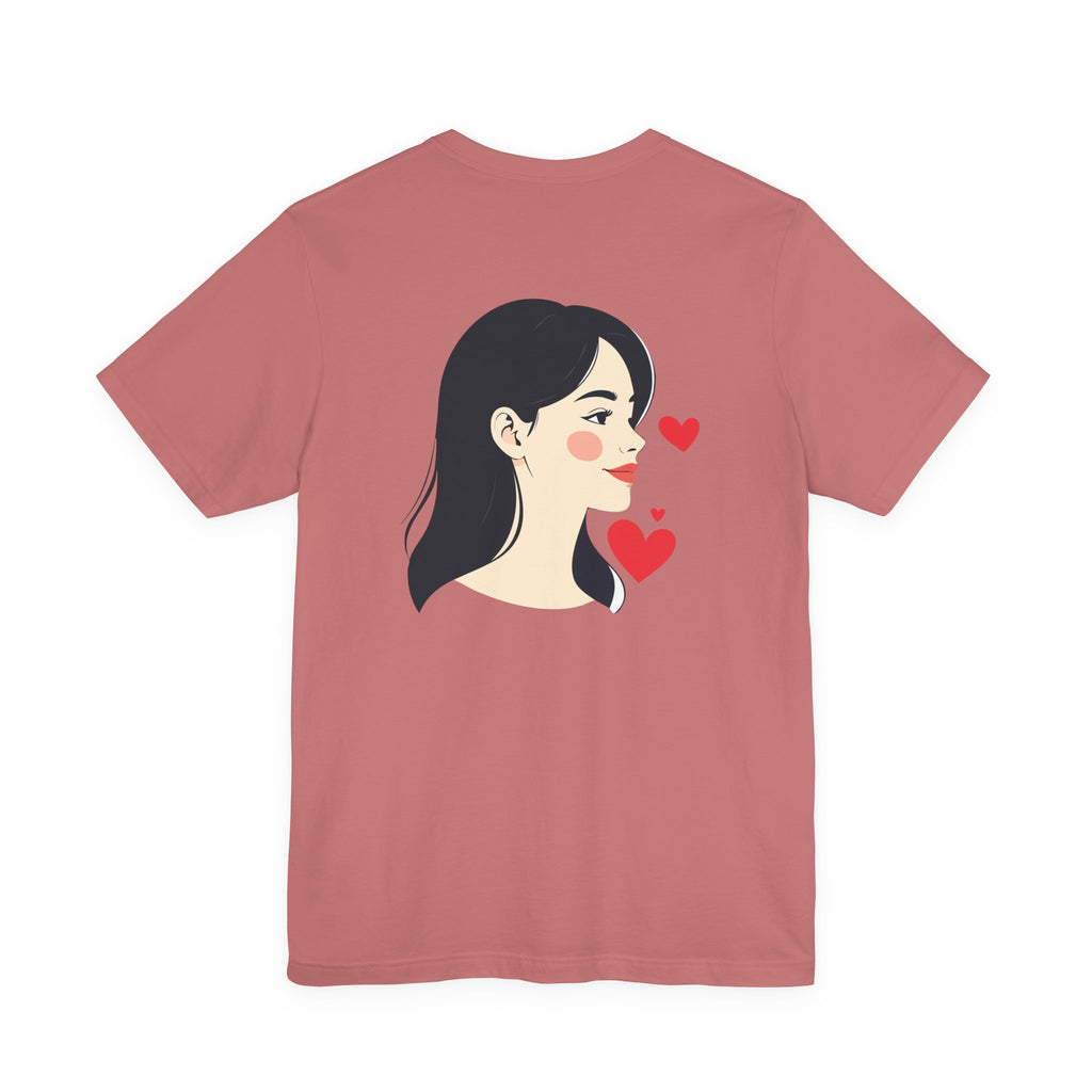 Heart Portrait Tee Romantic Face Heart Graphic T‑Shirt