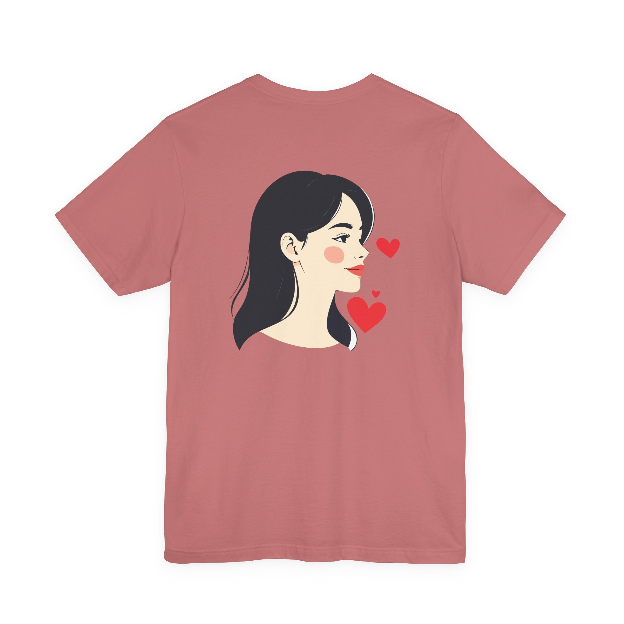 Heart Portrait Tee Romantic Face Heart Graphic T‑Shirt