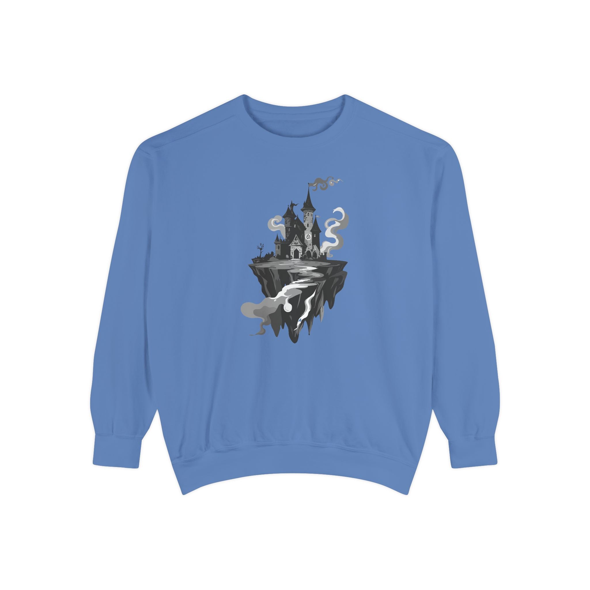 Floating Haunted Castle Sweatshirt Gothic Floating Island Crewneck