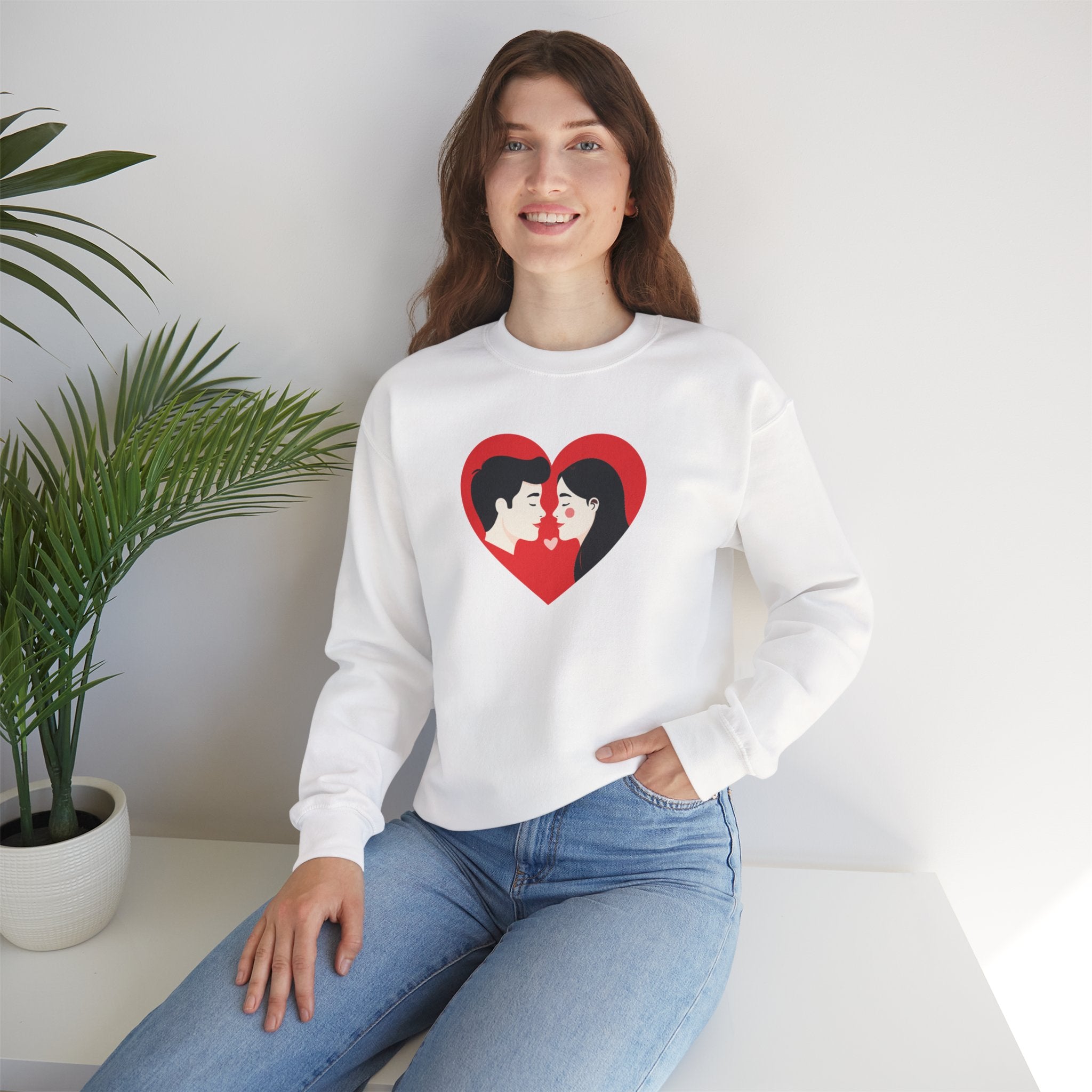 Valentine Couple Heart Crewneck Sweatshirt