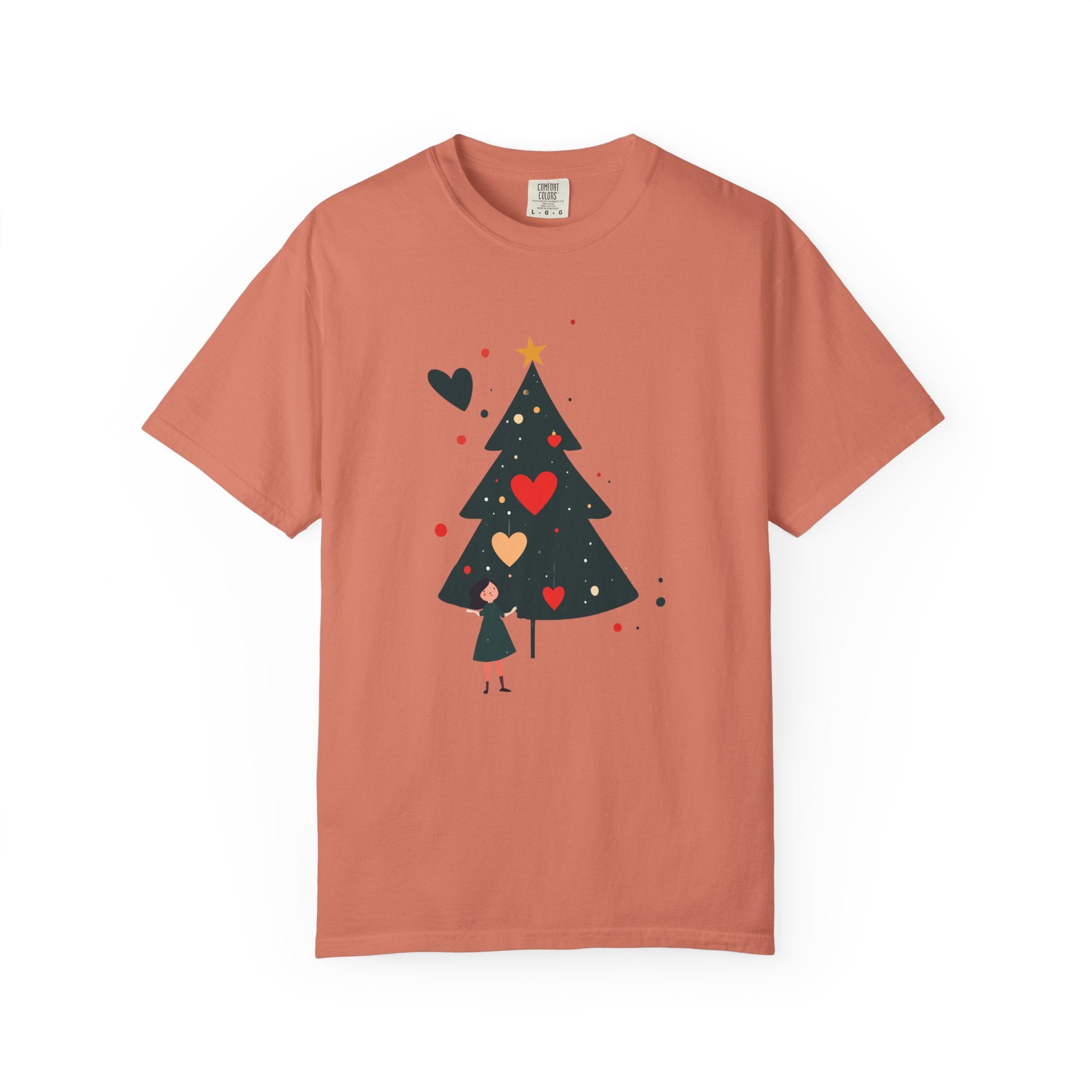 Christmas Tree Hearts T-Shirt — Cute Holiday Tree with Hearts Graphic