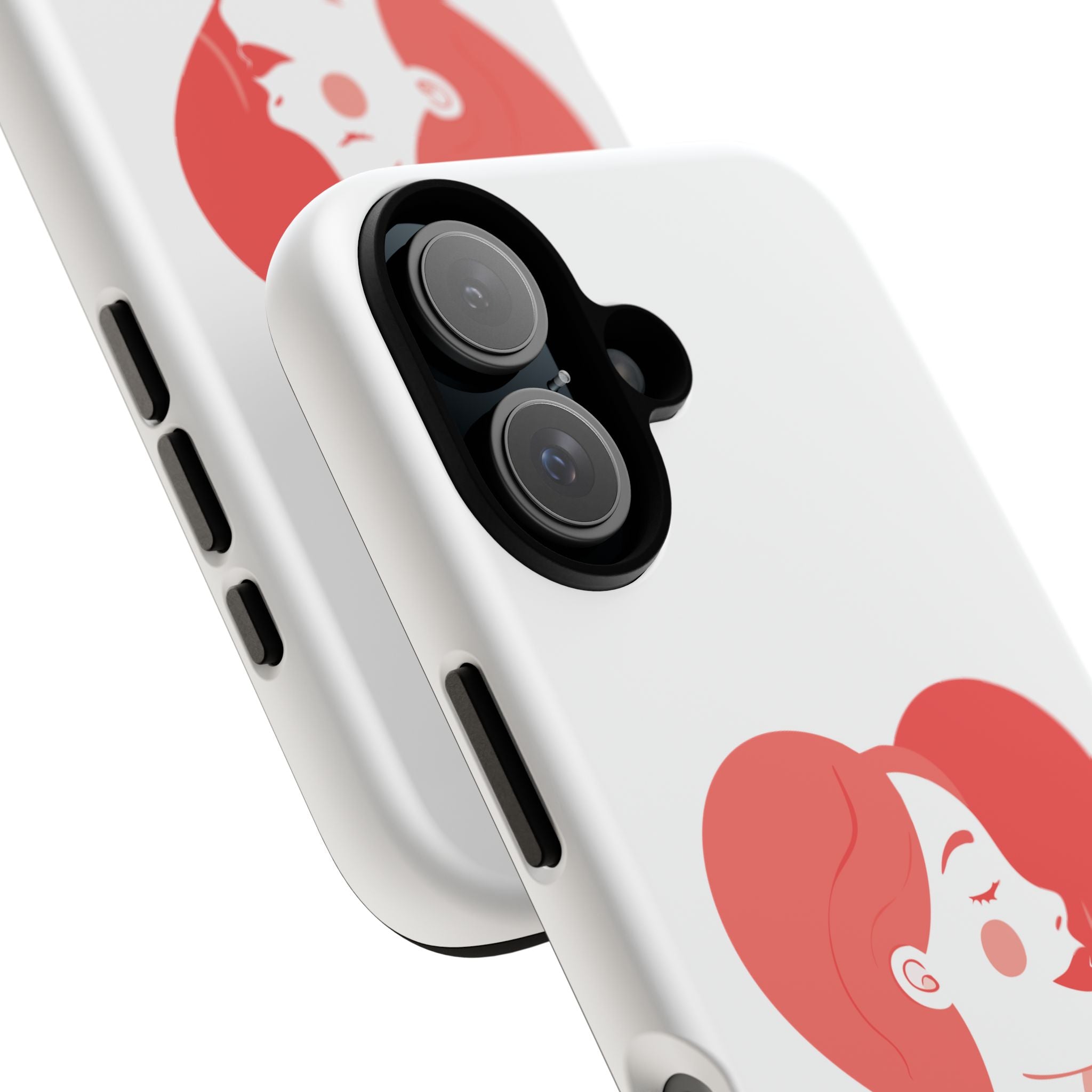 Phone Case — Minimal Heart Portrait Protective Tough Case (Pink Girly Love Design)